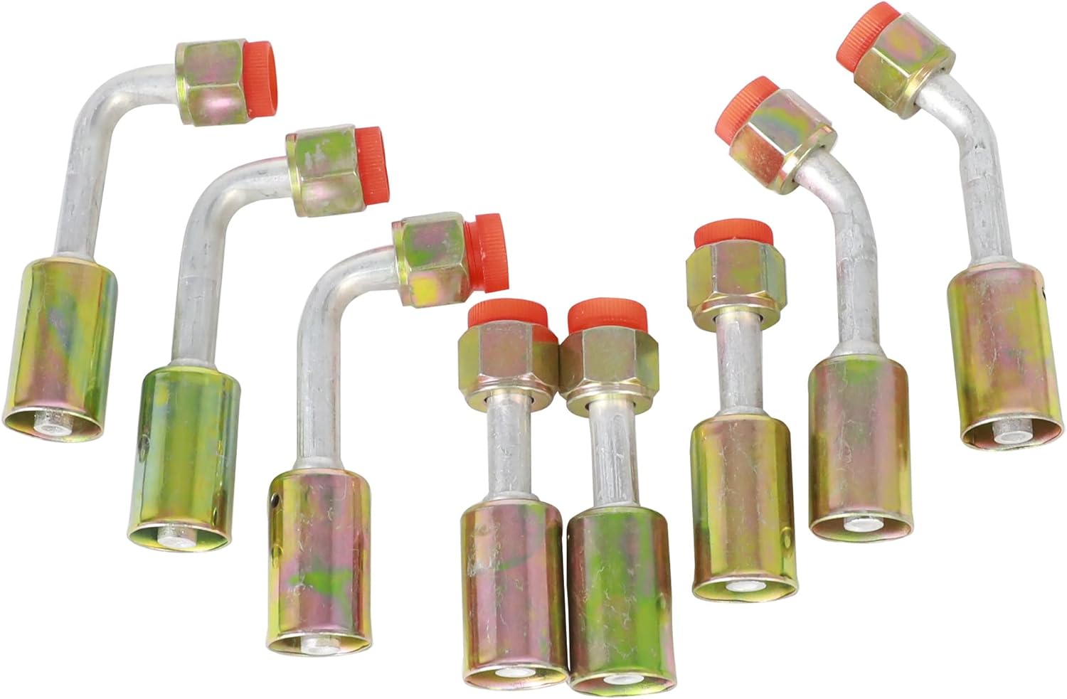15 PCS Air Conditioning #6, #8 and #10 AC Fittings Beadlock Female O Ring 5/8-18UNF, 3/4-16UNF and 7/8-14UNF Straight 45 90 Degree