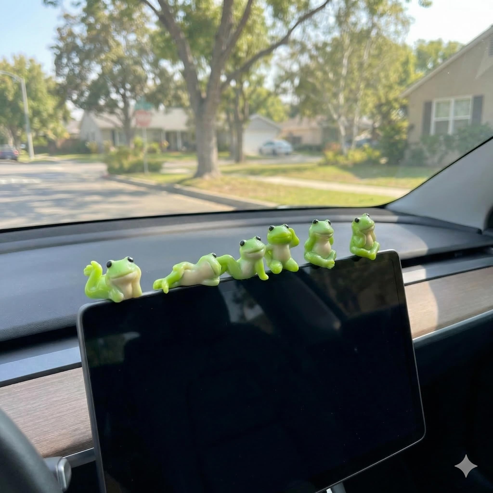 ZOUYIWET 6PCS Cute Frog Figurines, Mini Resin Frog Decor for Computer Monitor, Car Dashboard, Desk, Bookshelf, TV Stand and Home Office Decoration view 7