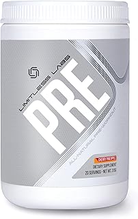 Limitless Labs PRE - Premium All Natural Pre Workout Sweetened with Monk Fruit - Zero Carb - Nootropic Blend - Clean Label - for Men and Women - 2018 Formula - 315 Grams Powder