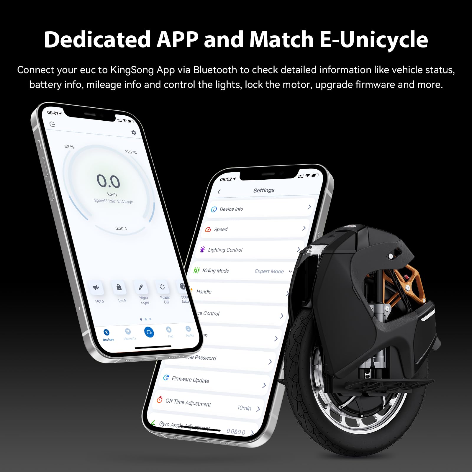 KINGSONG Monociclo Elettrico S18 Pro + nero 1110Wh, Moteur 2200W, Autonomia fino a 80km, Velocità limitata 25km/h, Pneumatico 18",