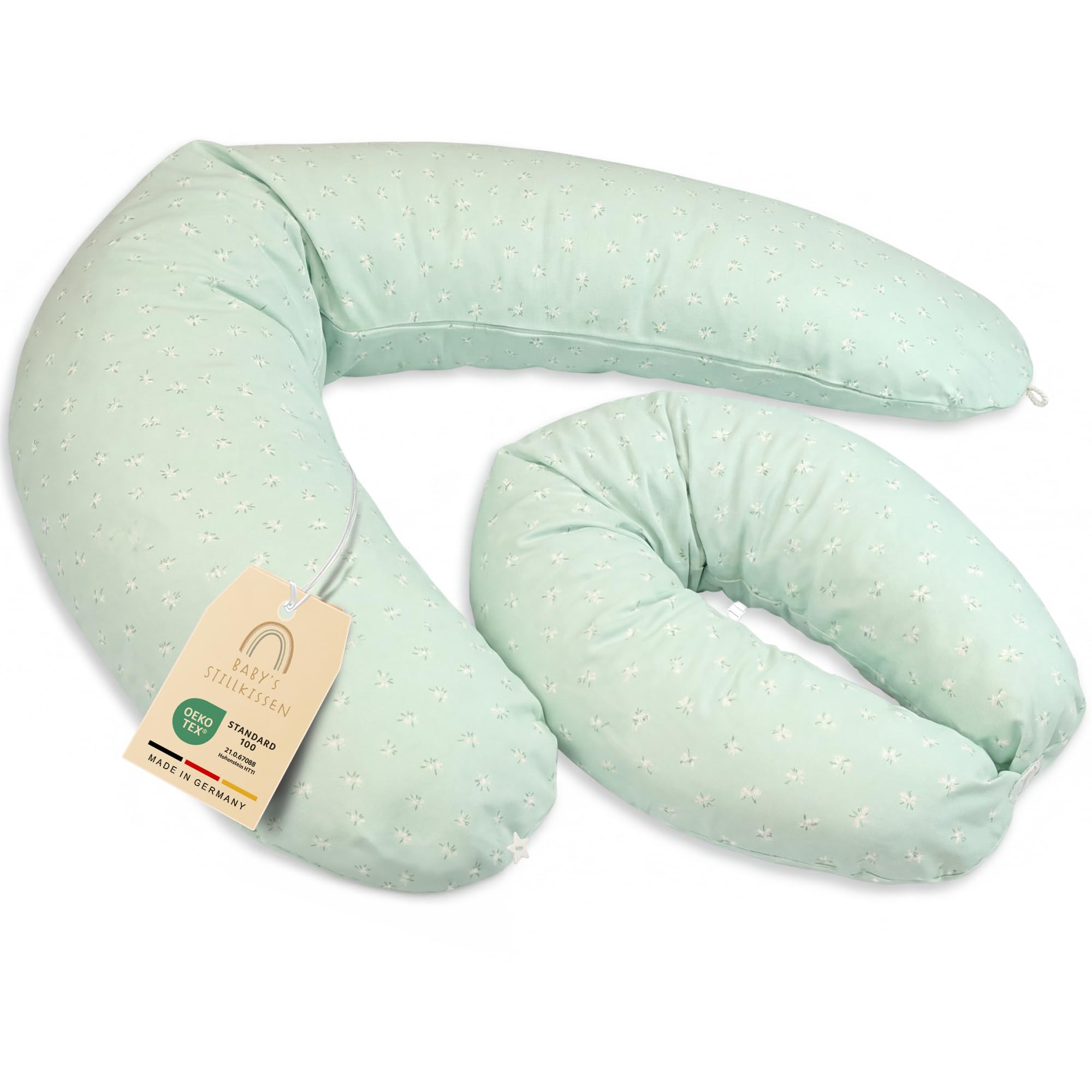 Baby's Stillkissen XXL - 190cm Schwangerschaftskissen mit Bezug - Geprüftes Schwangerschaft Kissen für Baby & Erwachsene - Kuscheliges Stillkissen Seitenschläferkissen & Lagerungskissen Erwachsene