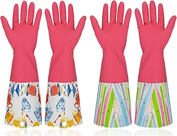 Amazon ゴム手袋 Glovesキッチングローブ かわいい 手袋 裏起毛 炊事 掃除用 Lサイズ 中厚手 ピンク 2双組 Cleanbear Cleanbear 炊事 掃除用ゴム手袋