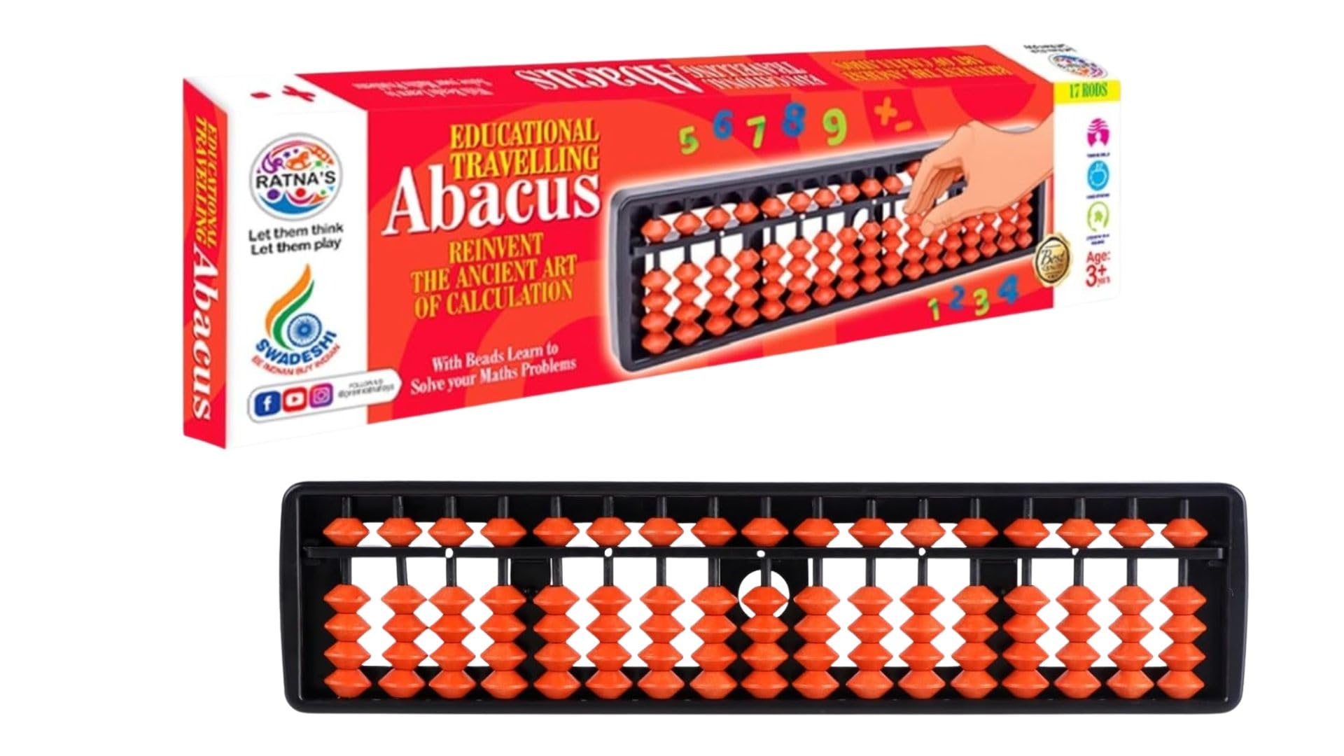 BKDT Marketing Educational Abacus 17 Rods for Kids Early Math Skills for Kids to Learn to Count, Add & Subtract with Beads - Mathematics Tool kit -Abacus Toys-image-13