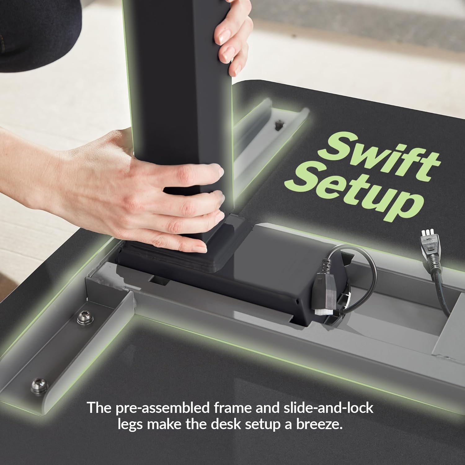 Vari ComfortEdge 48x30 Inch Adjustable Electric Standing Desk – Sit Stand VariDesk with Memory Presets, Sloped Edge, 220 LB Capacity + Tool-Free Assembly (Black Top/Black Legs)