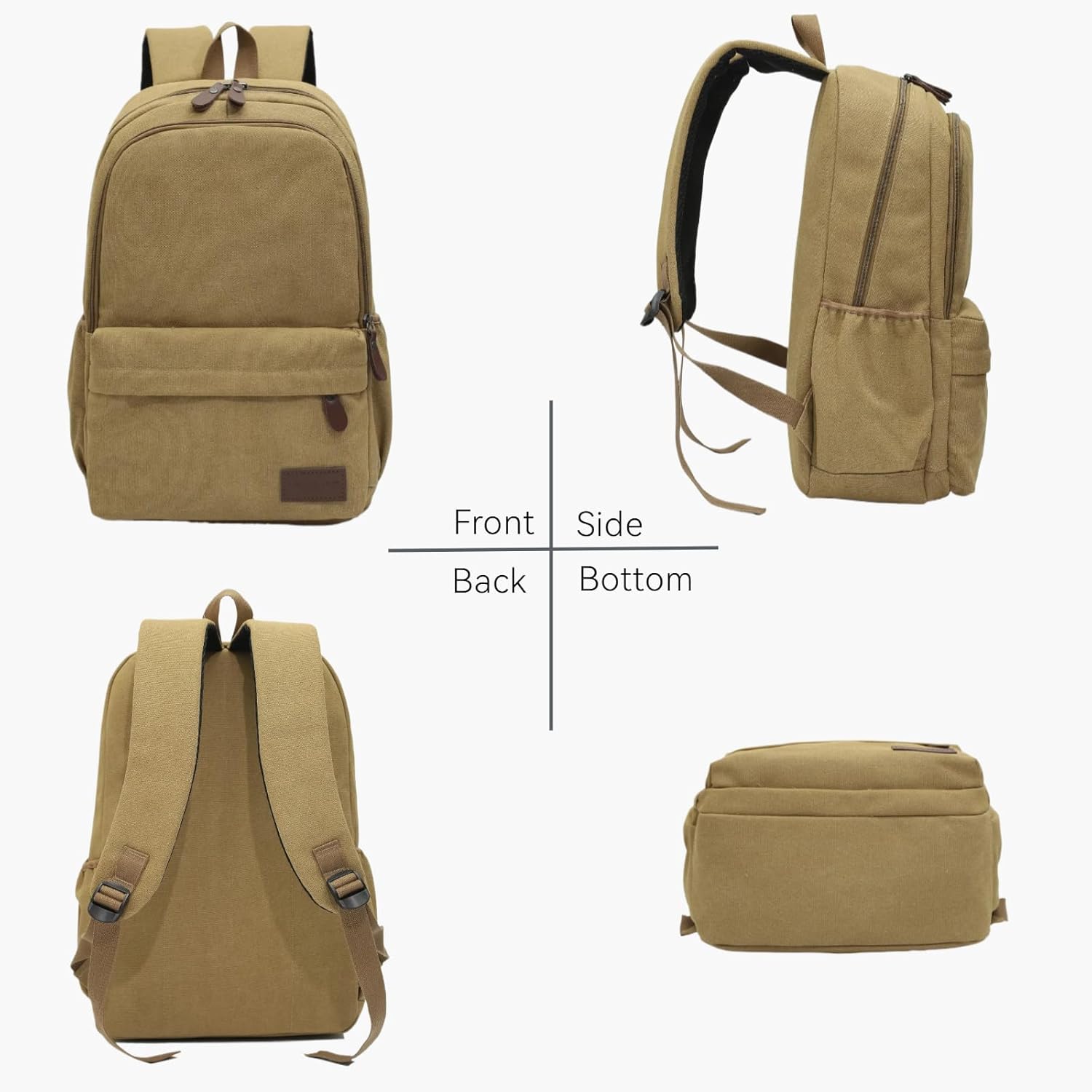 Canvas Backpack for Men Large Capacity Durable Outdoor Hiking Camping Travel Sports Gym Work Multipurpose Laptop Daypack (Black)