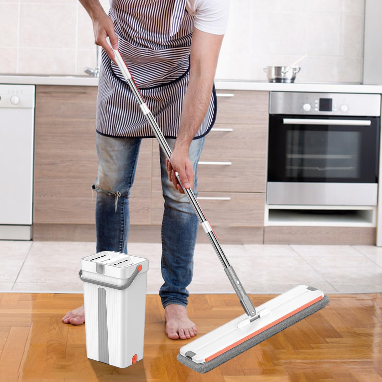Set di Mop e Secchio Forniture Per La Pulizia Dei Pavimenti Domestici | Kit di Pulizia con Mop Secchio e Strizzatore Per Camera Soggiorno Cucina Bagno e Sala da Pranzo