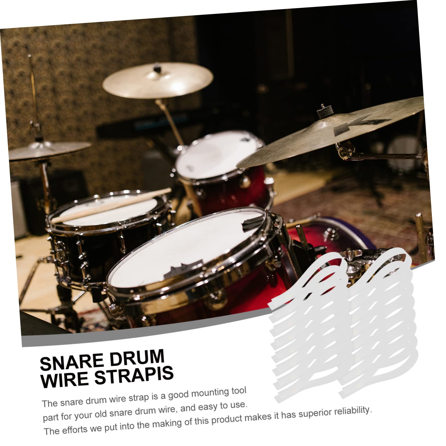 Levemolo Snare Drum Wire Mounting Parts 20pcs Snare Straps Drum Accessories Pet Material Easy Install
