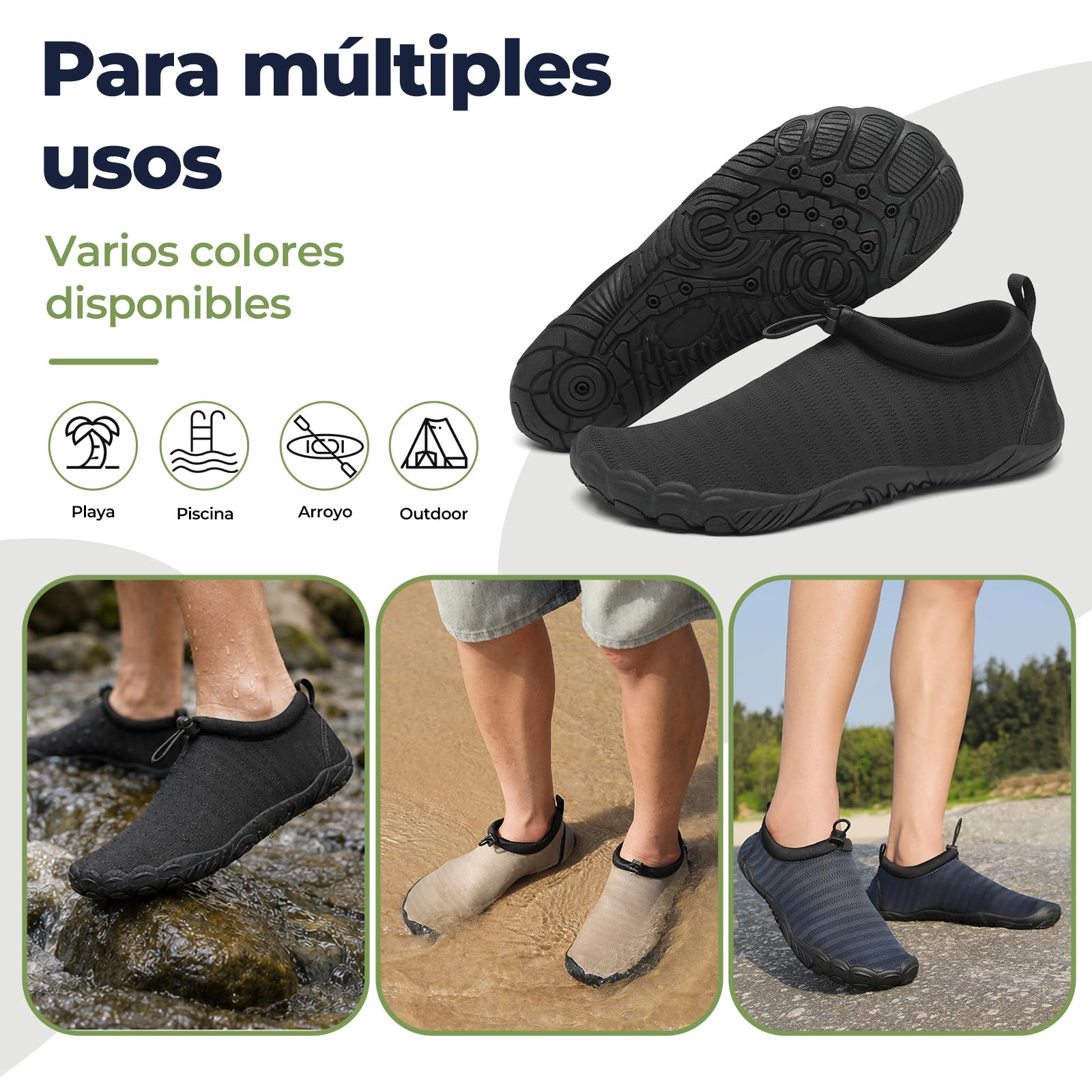 Mishansha Escarpines Hombre Mujer Secado Rápido con 13 Orificios de Drenaje Gr.36-46