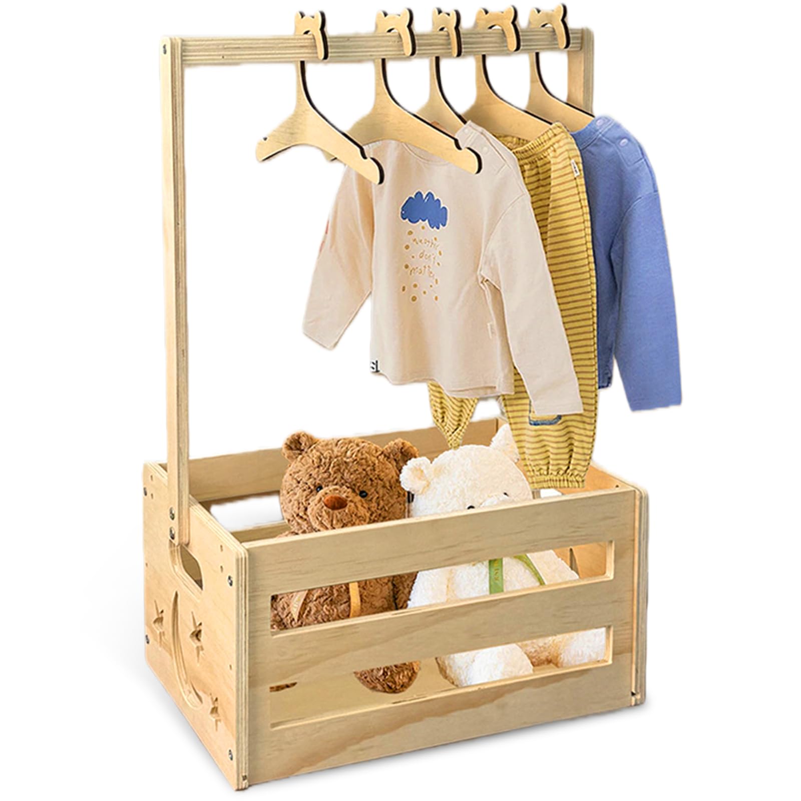 Cestino regalo per bambini in legno con maniglia: scatola per baby shower in legno, cesto portaoggetti, regalo per baby shower, per ragazzi ragazze gravidanza nuovi genitori, colore naturale