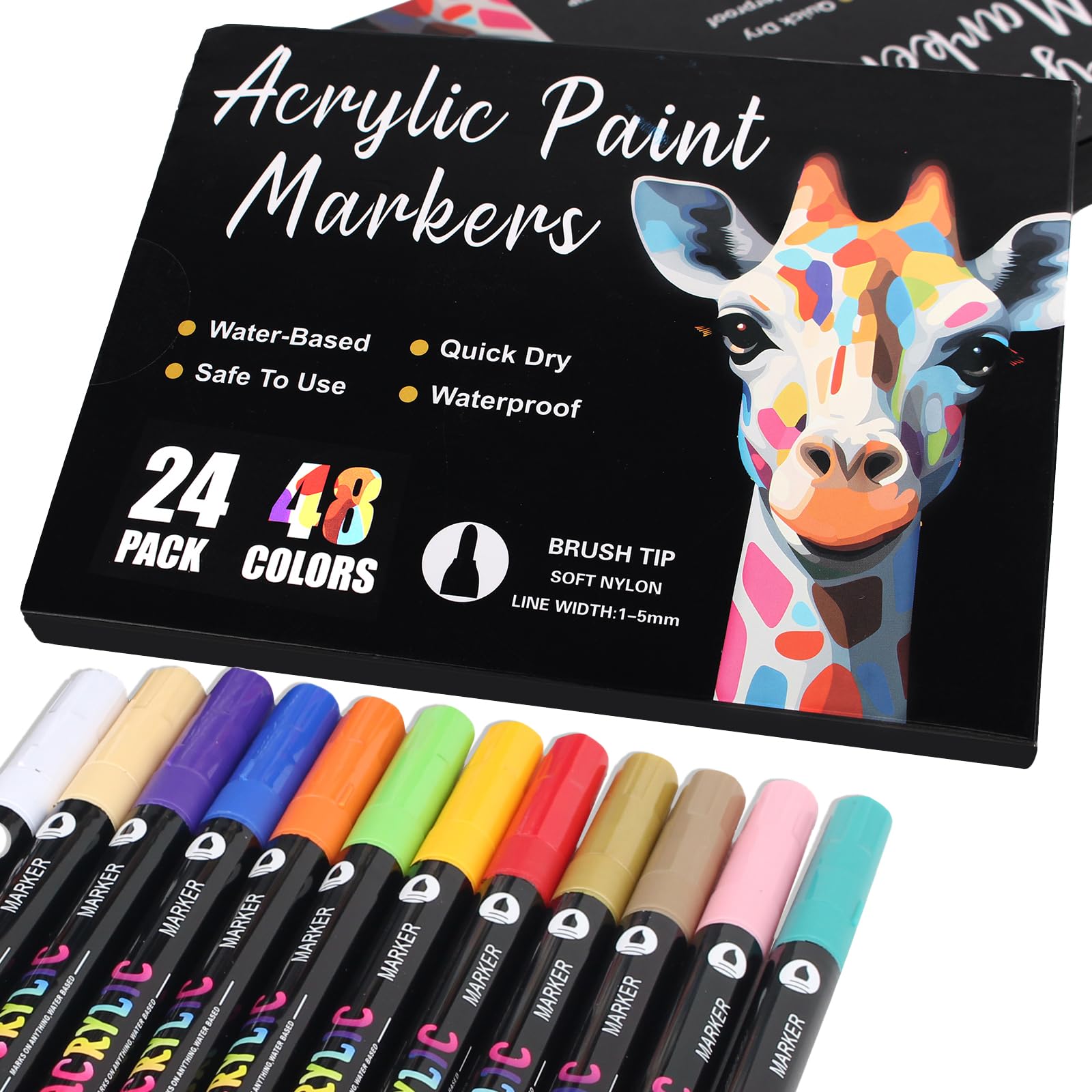 AEDAGA Acrylstifte, Doppelspitze Pinselspitze Acrylic Marker, Acrylmarker für Kinder & Erwachsene, Acryl Marker für Steine, Eier, Holz, Leinwand, Kunststoff, Glas & Keramik