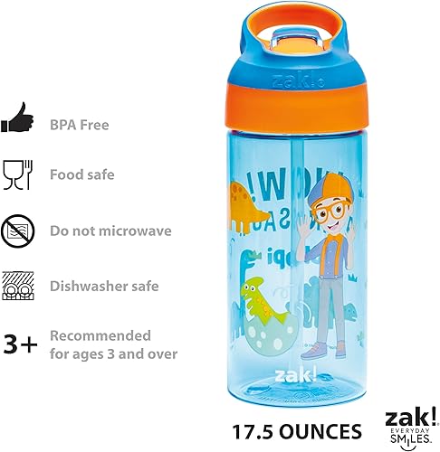 Miniatura 4 de Zak Designs Blippi - Botella de agua para niños con cubierta de boquilla y bucle de transporte integrado hecha de plástico duradero diseño de