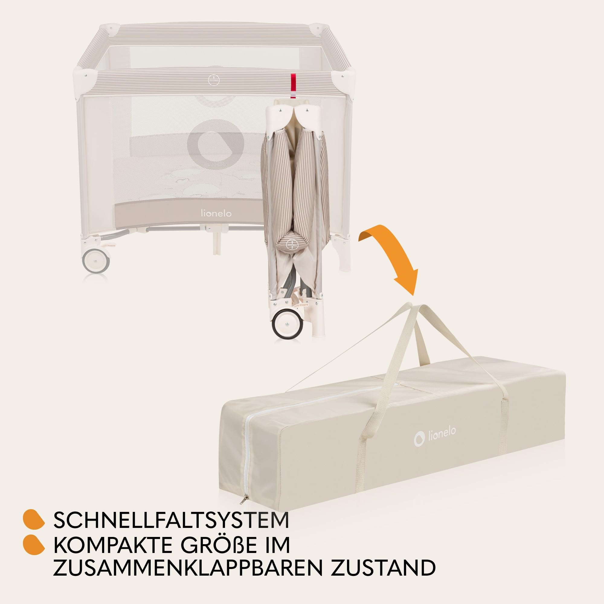 LIONELO BONNIE Laufgitter bis 15 kg, von der Geburt bis 36 Monate, Seitlicher Zugang mit Reißverschluss, Seiten mit Luftmaschen, schnell zusammenklappbar, gebremste Räder, Tragetasche