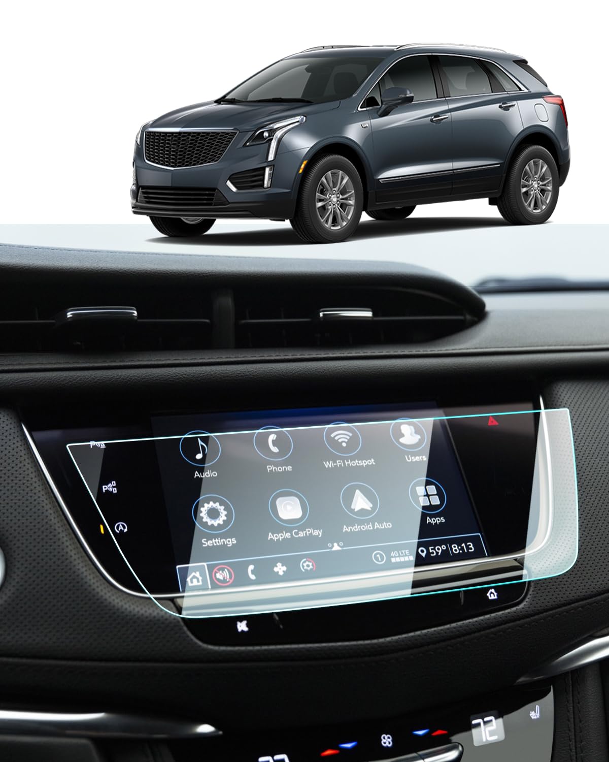 BIXUAN Tempered Glass Screen Protector for 2017-2025 2026 Cadillac XT5 XT6 Luxury/Premium/Sport Accessories Navigation 8 Inch Touch Screen Protection