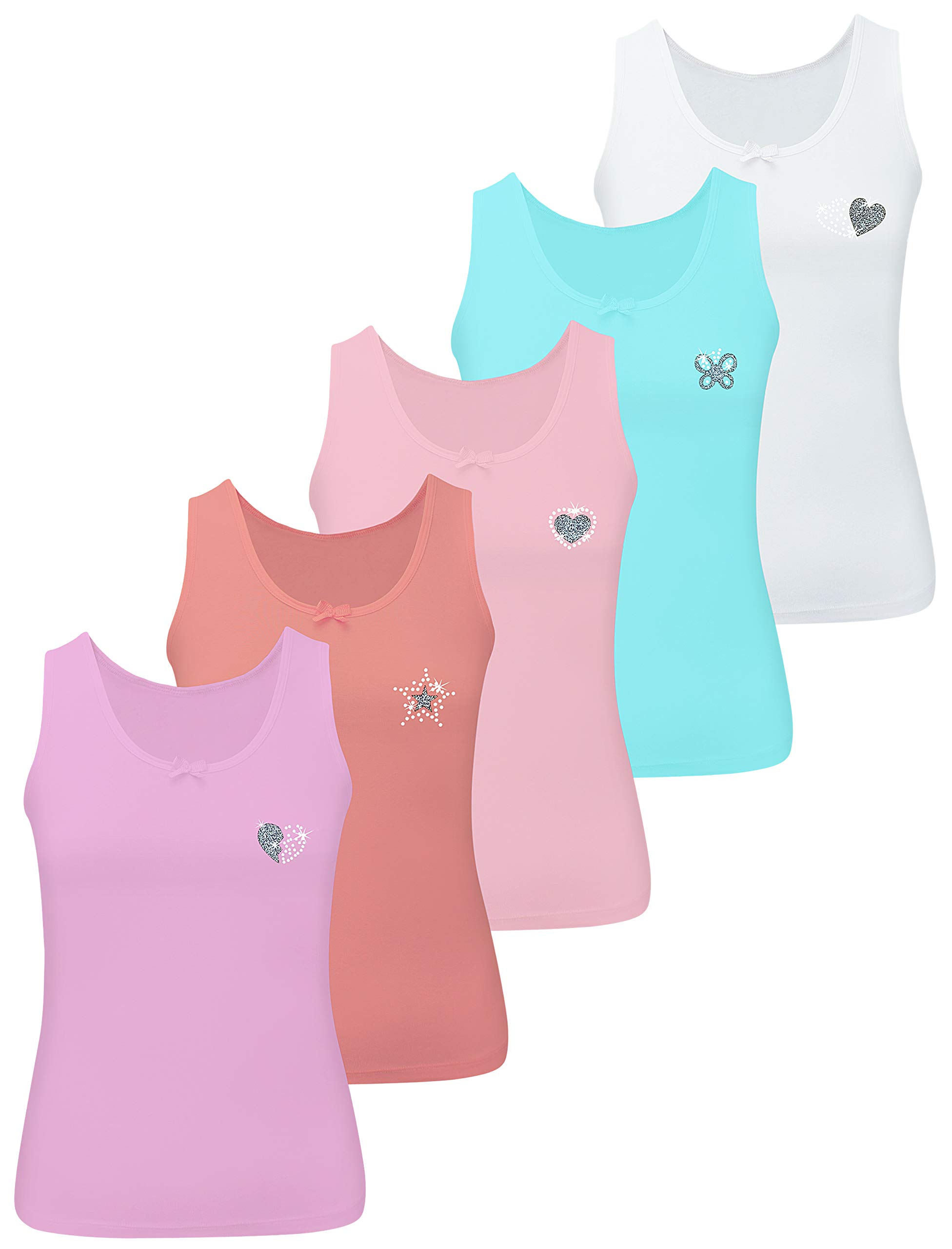 LOREZA ® 5 Camisetas de Tirantes Interiores para Niña 2-13 años