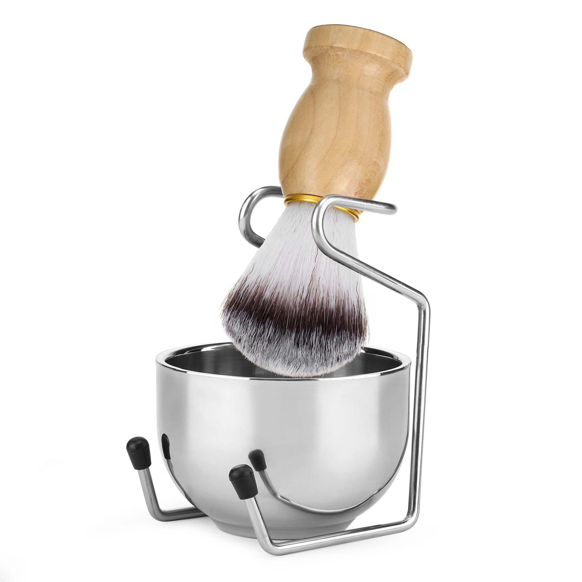Shaving Brush Kit For Men, 3-In-1 Shaving Brush And Bowl Set, Stainless Steel Shaving Stand And Bowl, Traditional Wet Close Shaving Kit, Men Manual Shaving Cleaning Tool, Easy To Clean