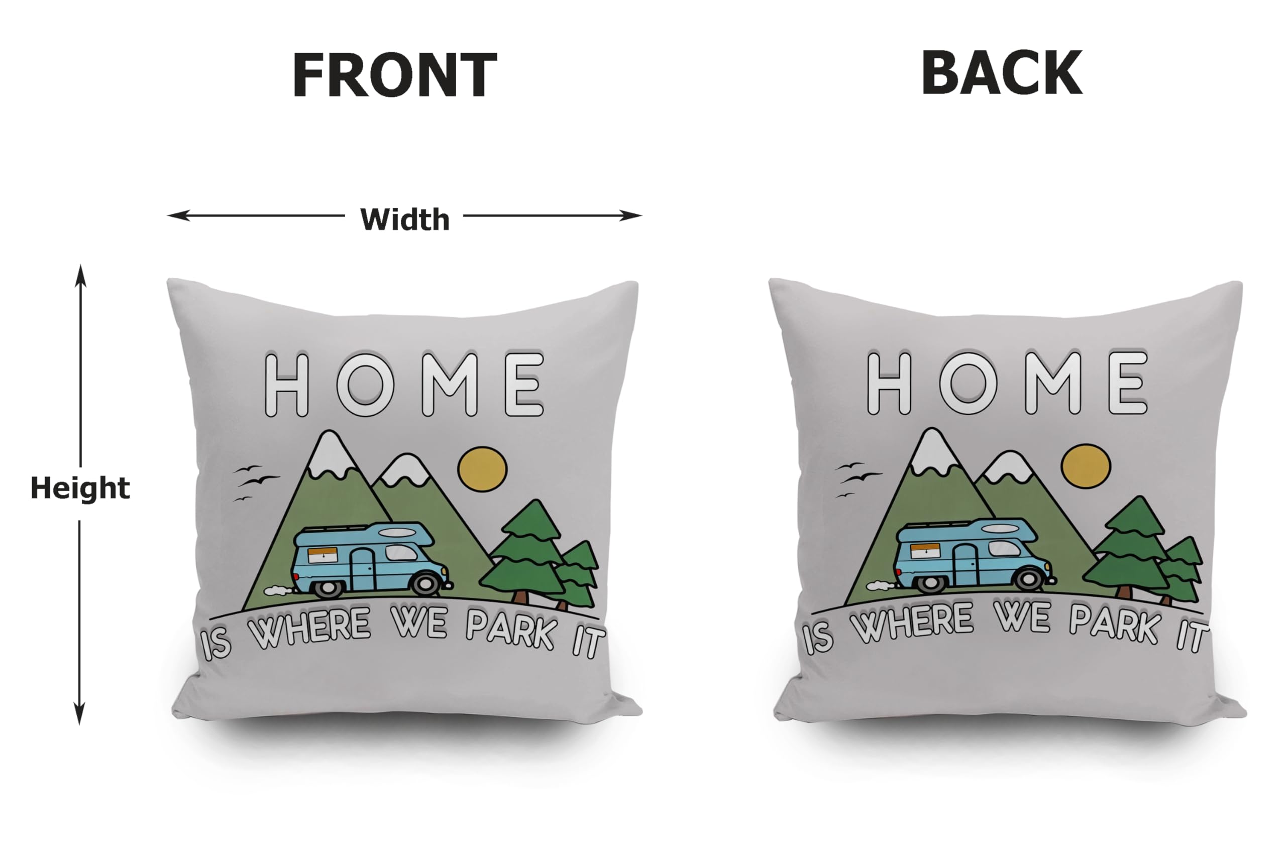 KUNQIAN Cushion Cover Campervan Aaccessories UK Gadgets Light Grey Gift for Motorhome Owners Caravan Camping Home is Where We Park it Throw Pillow Cover Decor Holiday Couch Bed Sofa 18"x18"(45x45cm) - Image 3