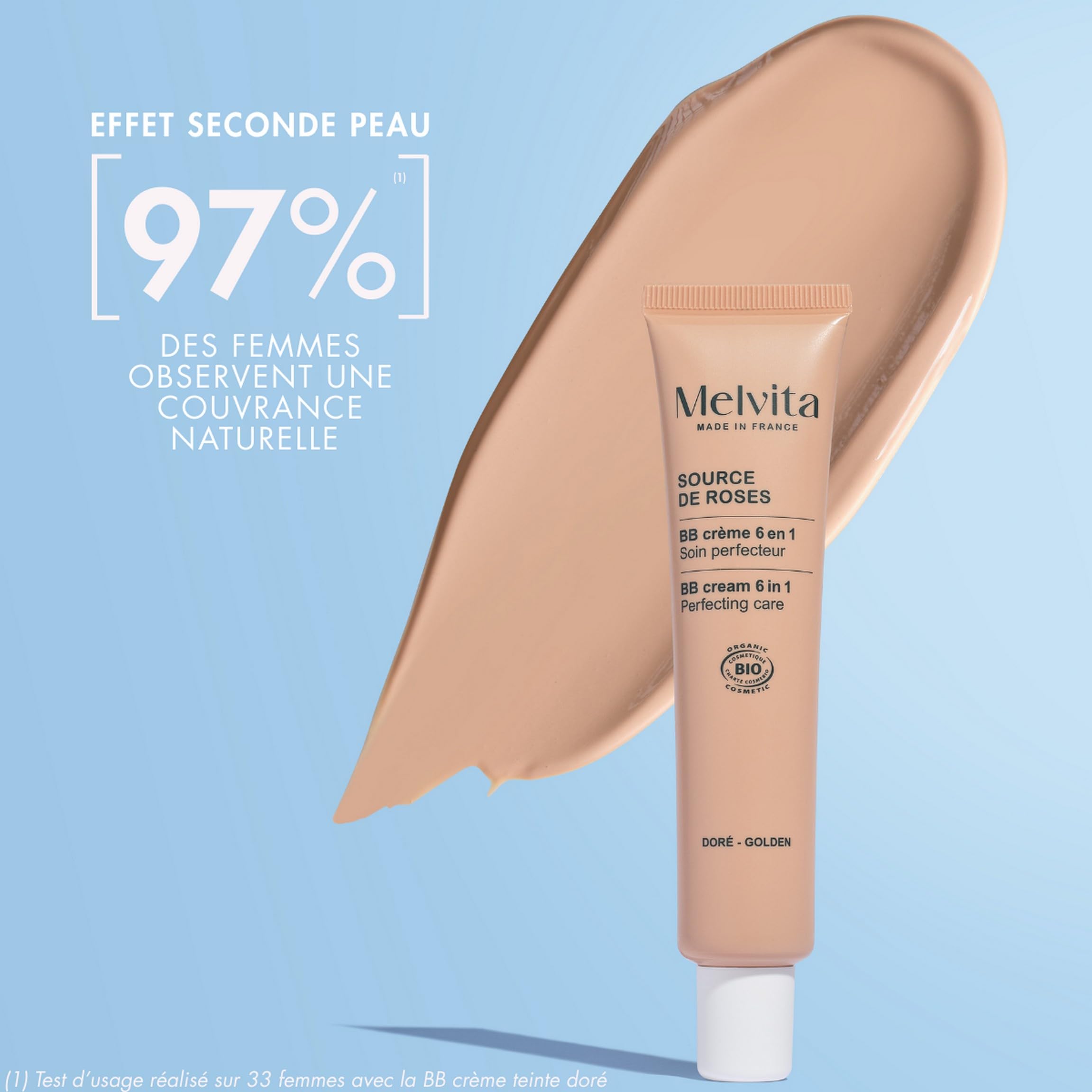 Melvita - BB Crème Source de Roses - Hydrate et Unifie le teint - Adaptés à tous types de peaux - Fabriqués en France