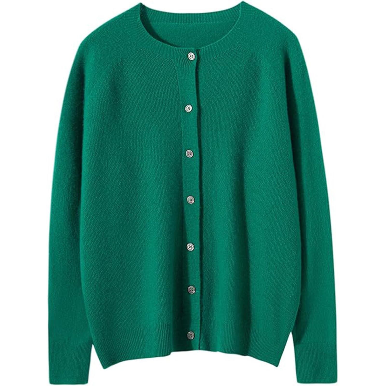 Womens Premium Wool Cardigan Sweater Crew Neck Button Down Knit Top Lightweight Long Sleeve Wool Cardigan for Fall
