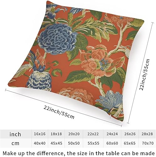 Miniatura 2 de ArogGeld Fundas de cojín naranja y azul oscuro con peonía floral de granja de peonía naranja y azul chinoiserie decoración del hogar, funda de cojín