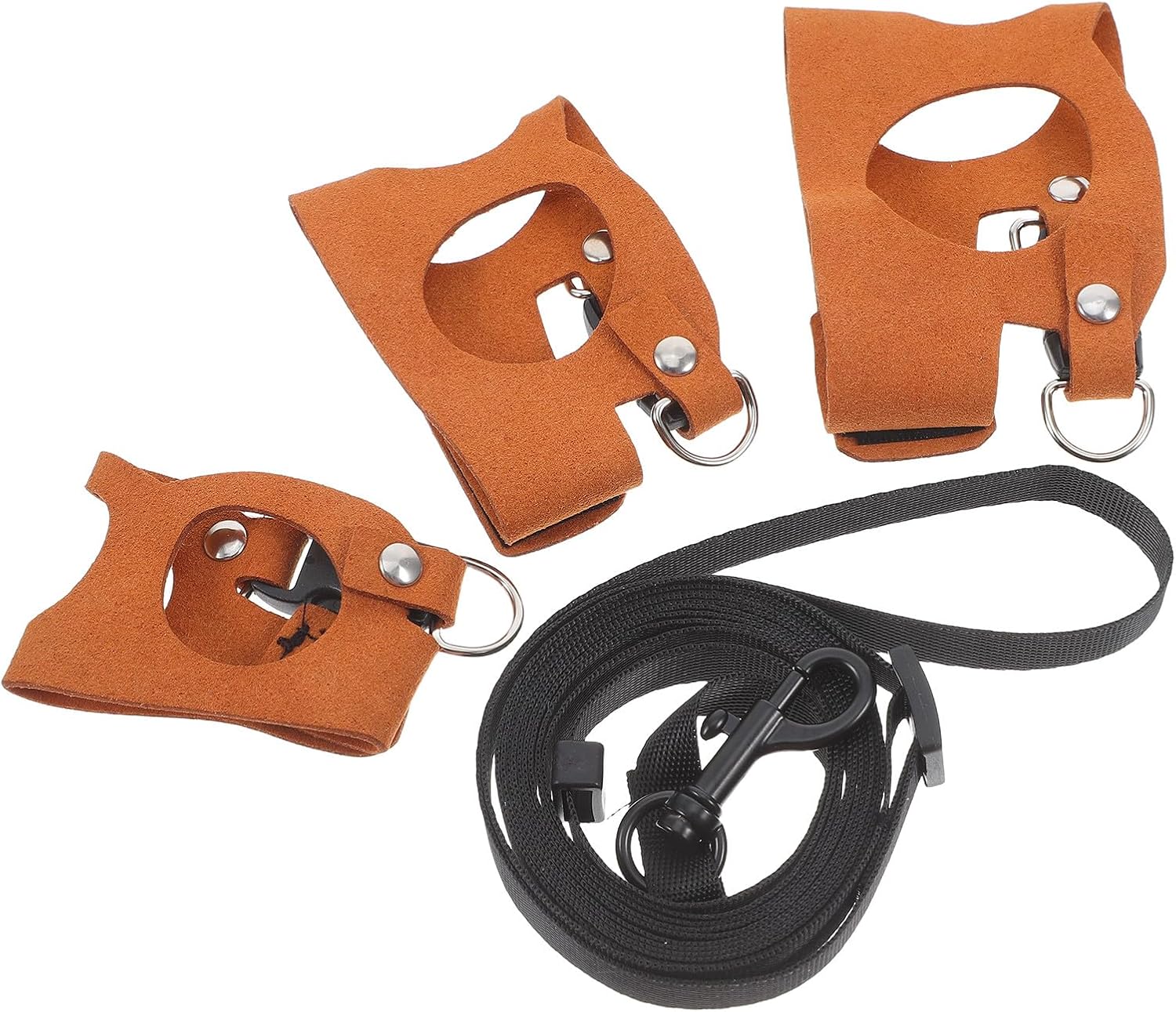 Adjustable Bearded Dragon Harness and Leash Set 3pcs Brown Soft Reptile Walking Vest Outdoor Small Pet Lizard Traction Rope Harness for Amphibians and Geckos