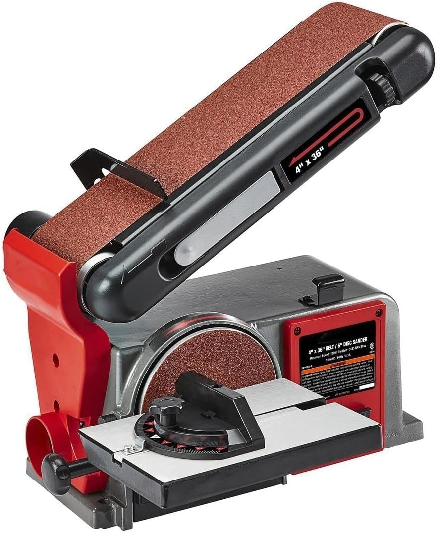 Powerful Corded 4 inch x 36 inch Belt and 6 inch Disc Sander by Bauer - Combination belt and disc sander for fast stock removal and smooth finishes