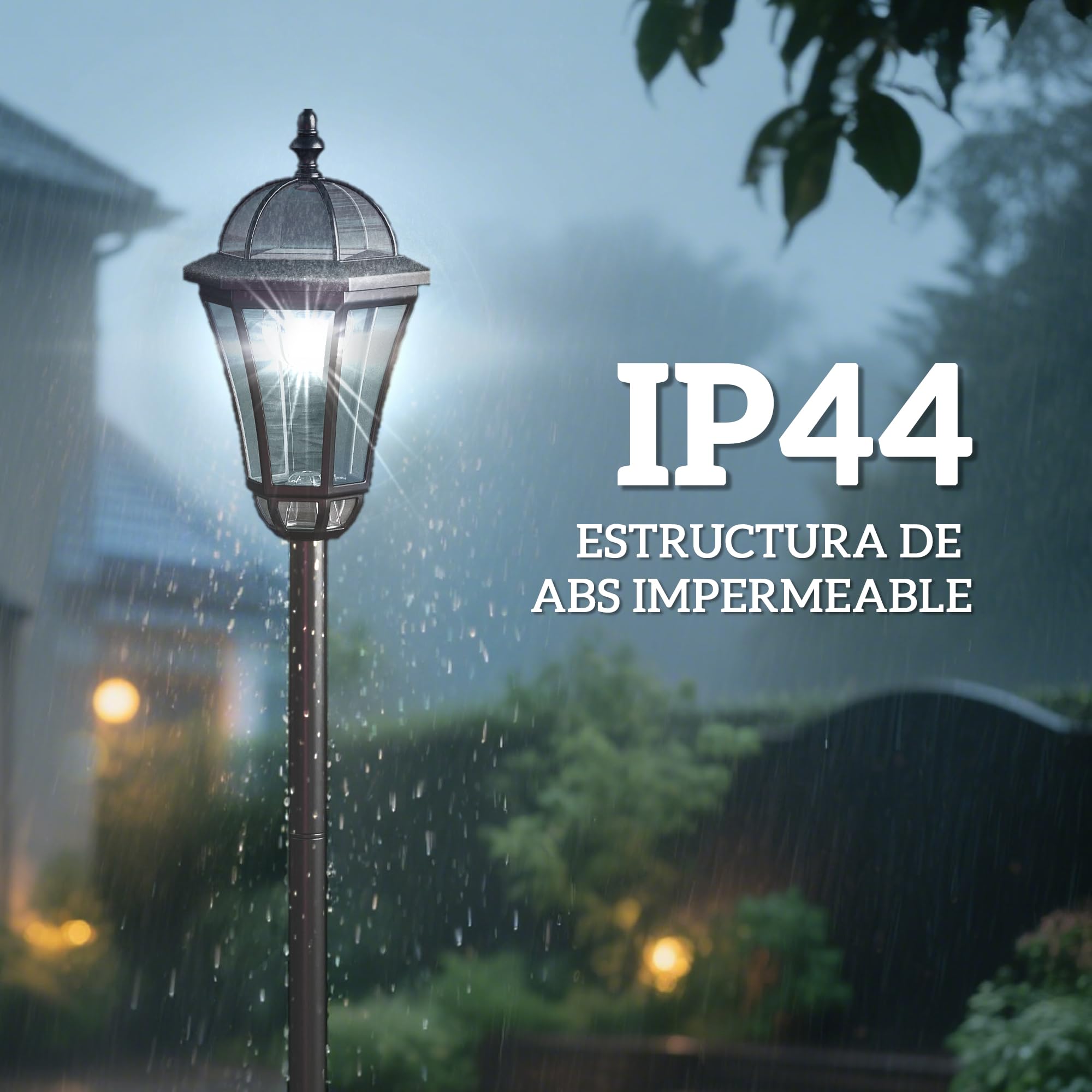 Outsunny 2 Farolas Solares de Jardín con 2 Luces LED Blanca Impermeable IP44 Apagado Automático Set de 2 Farolas de Exterior para Camino Terraza Patio 18,5x18,5x129 cm Negro