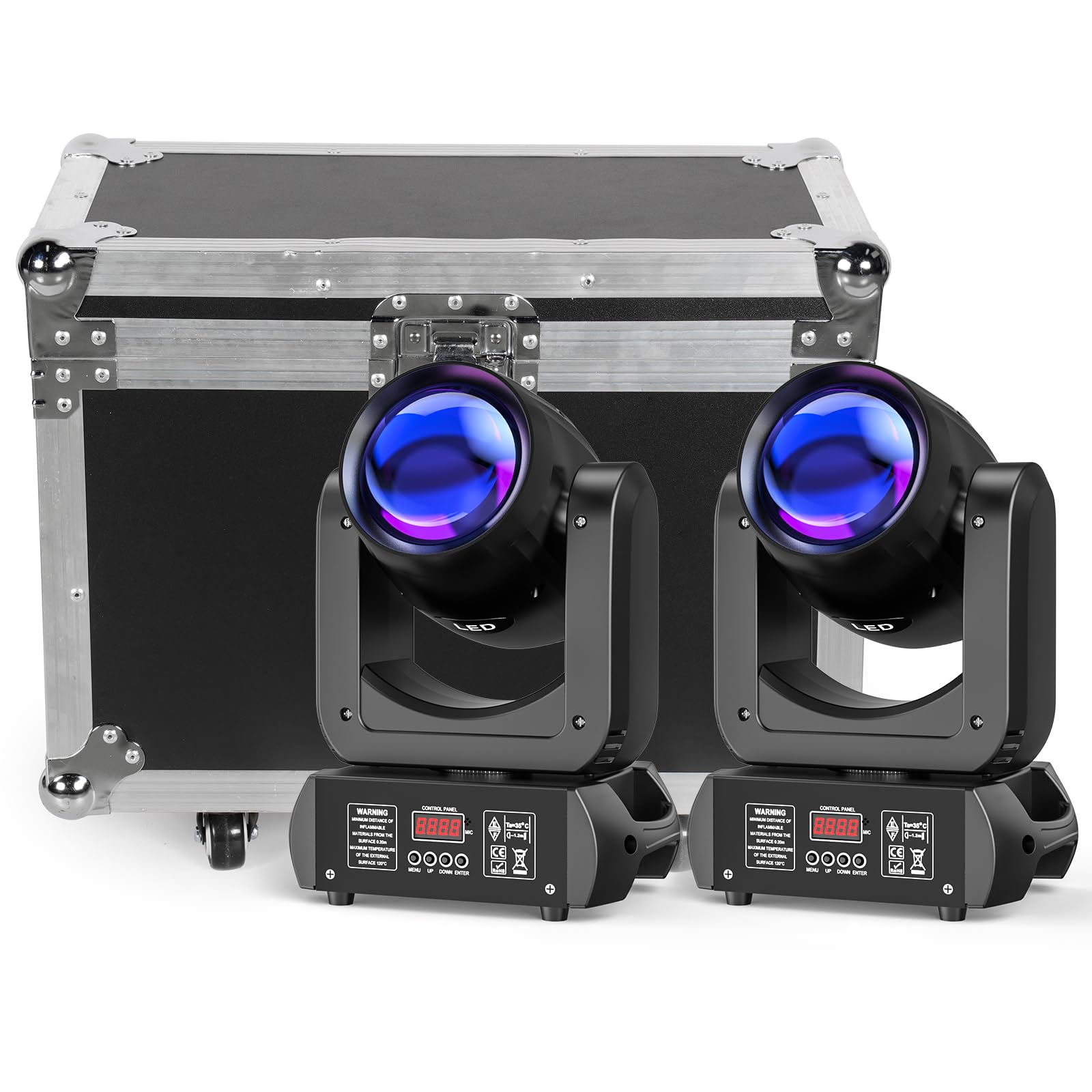 Lot de 2 Lyre LED 150W Projecteurs dmx512 avec 1 Flight Case Flycase étui de Transport