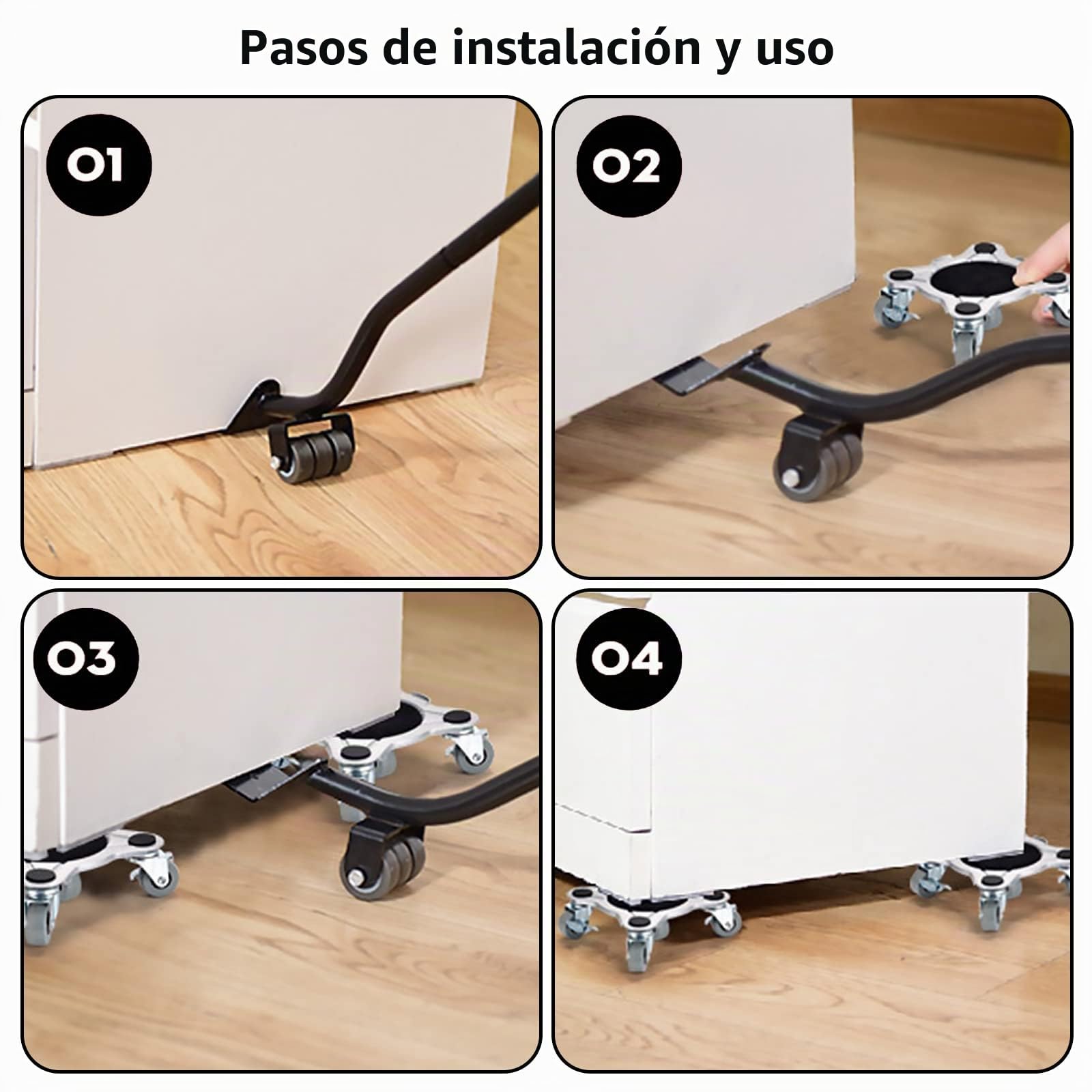 Rodillo Transporte Muebles, 1000Kg Elevador Muebles con Capacidad Carga Herramienta Mover Muebles Pesados ​​4 Plataformas Rodantes 1 Elevador 2 Cubiertas Protectoras 4 Almohadillas Elevación 4 Tapetes