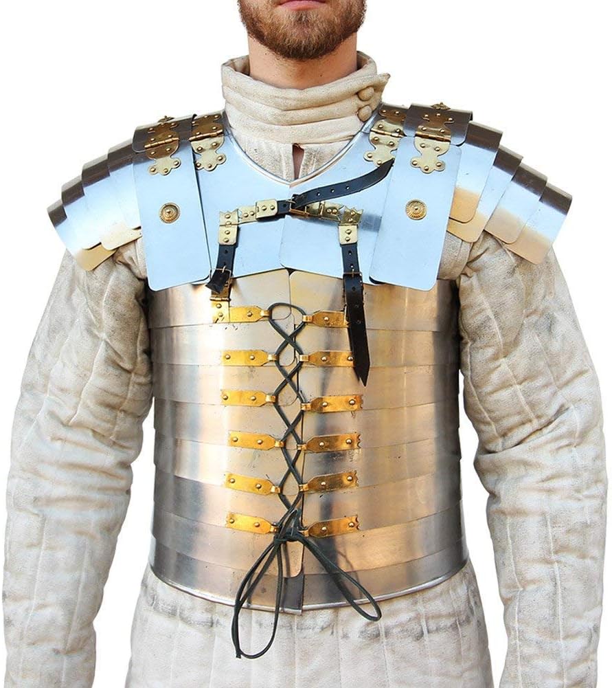Lorica Segmentata Roman Soldier Military Body Armor Suit 20 Gram Steel Medieval Warrior Costumes For SCA LARP Reenactment Cosplay Wearable For Adult Premium Roman Lorica Armour Costume