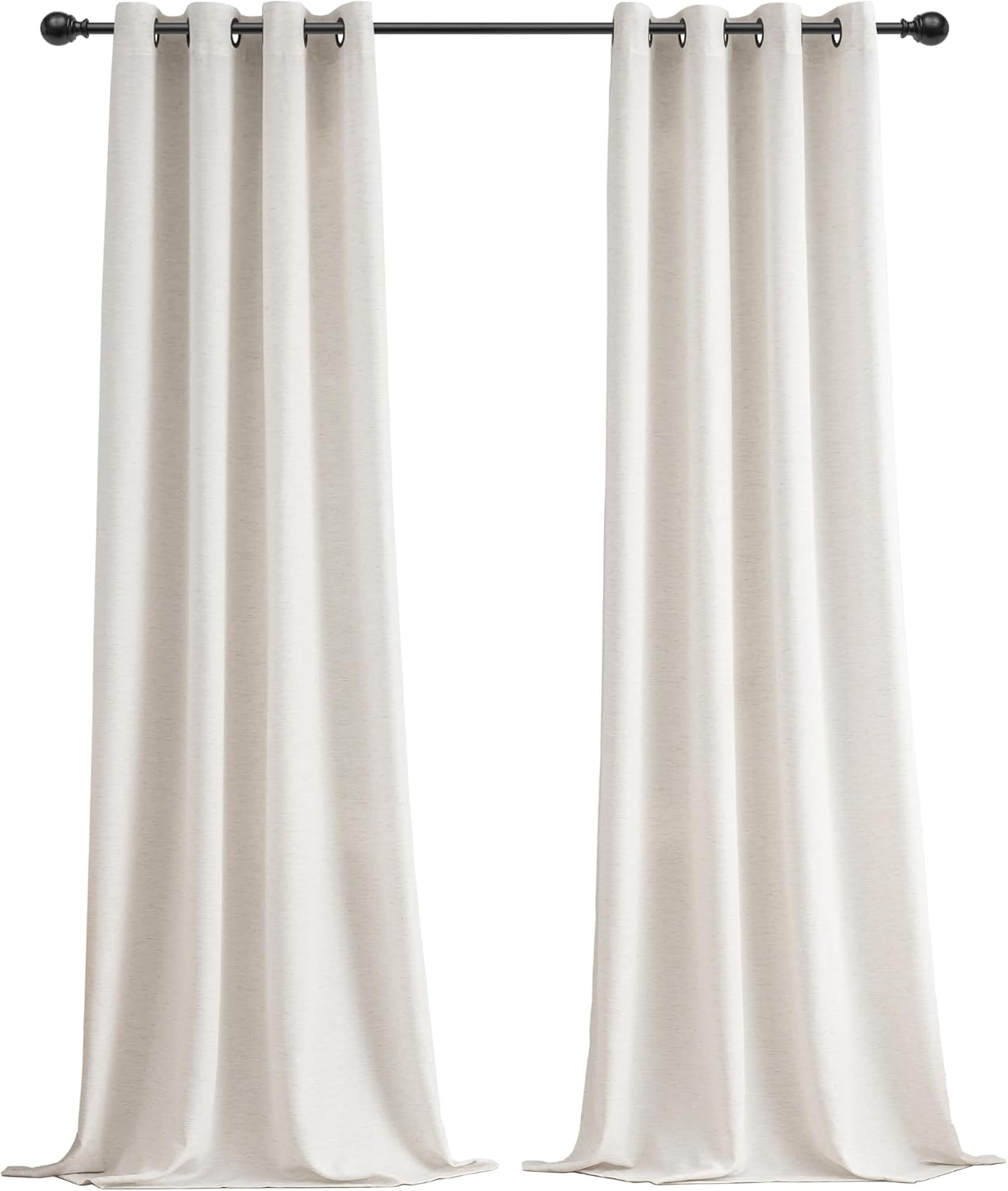 VOILYBIRD Off White Curtains Black Grommets Sheers Curtains 84 Inches Long for Bedroom Farmhouse Drapes Basketweave Texture, 52”W x 84”L, 2 Panels