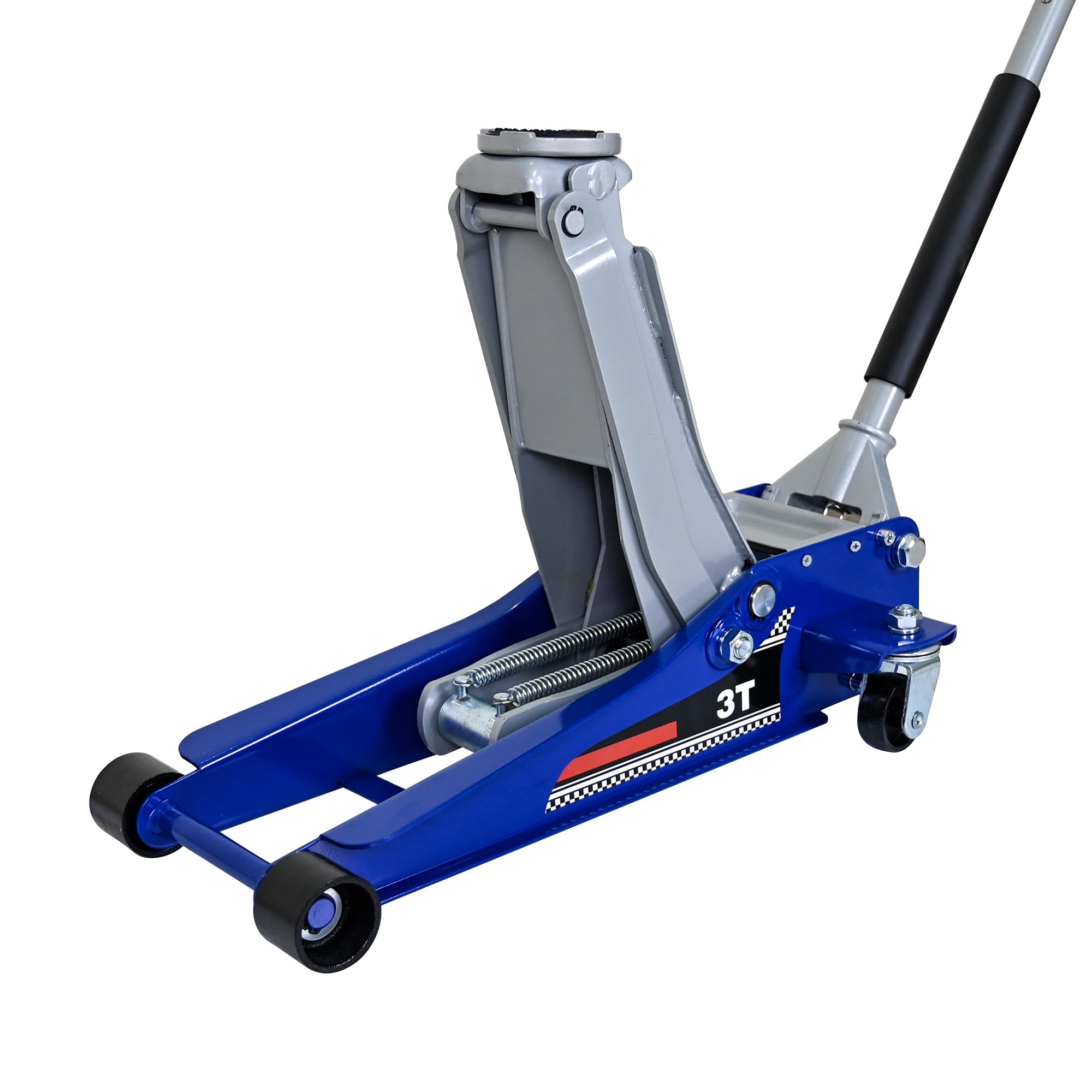 3T Rangierwagenheber hydraulisch, Flacher Wagenheber mit Doppelkolben-Schnellhubpumpe, 3 Tonnen (6600 lbs) Tragkraft, Blau/Silber