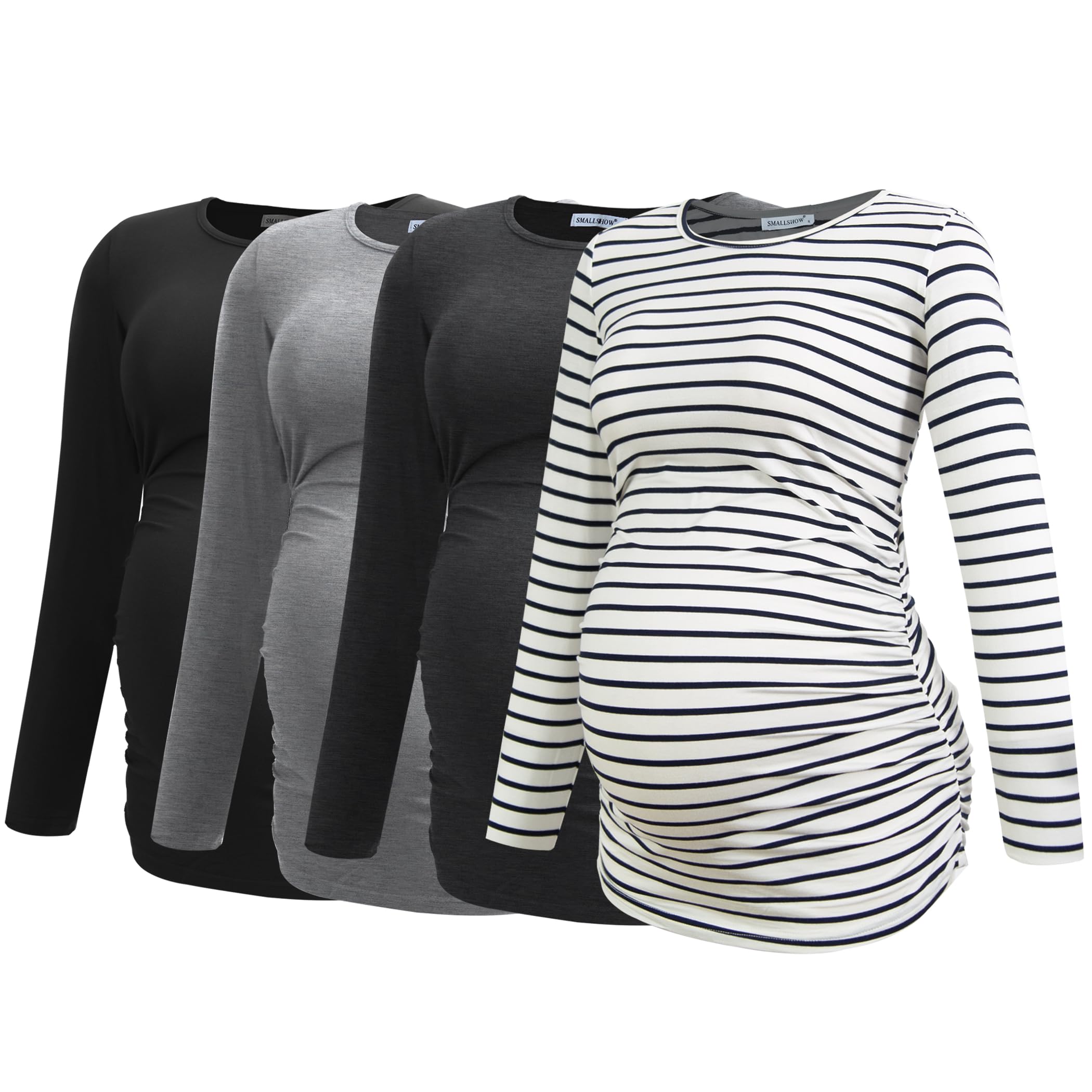 Smallshow Women's 4 Pack Maternity Shirts Long Sleeve