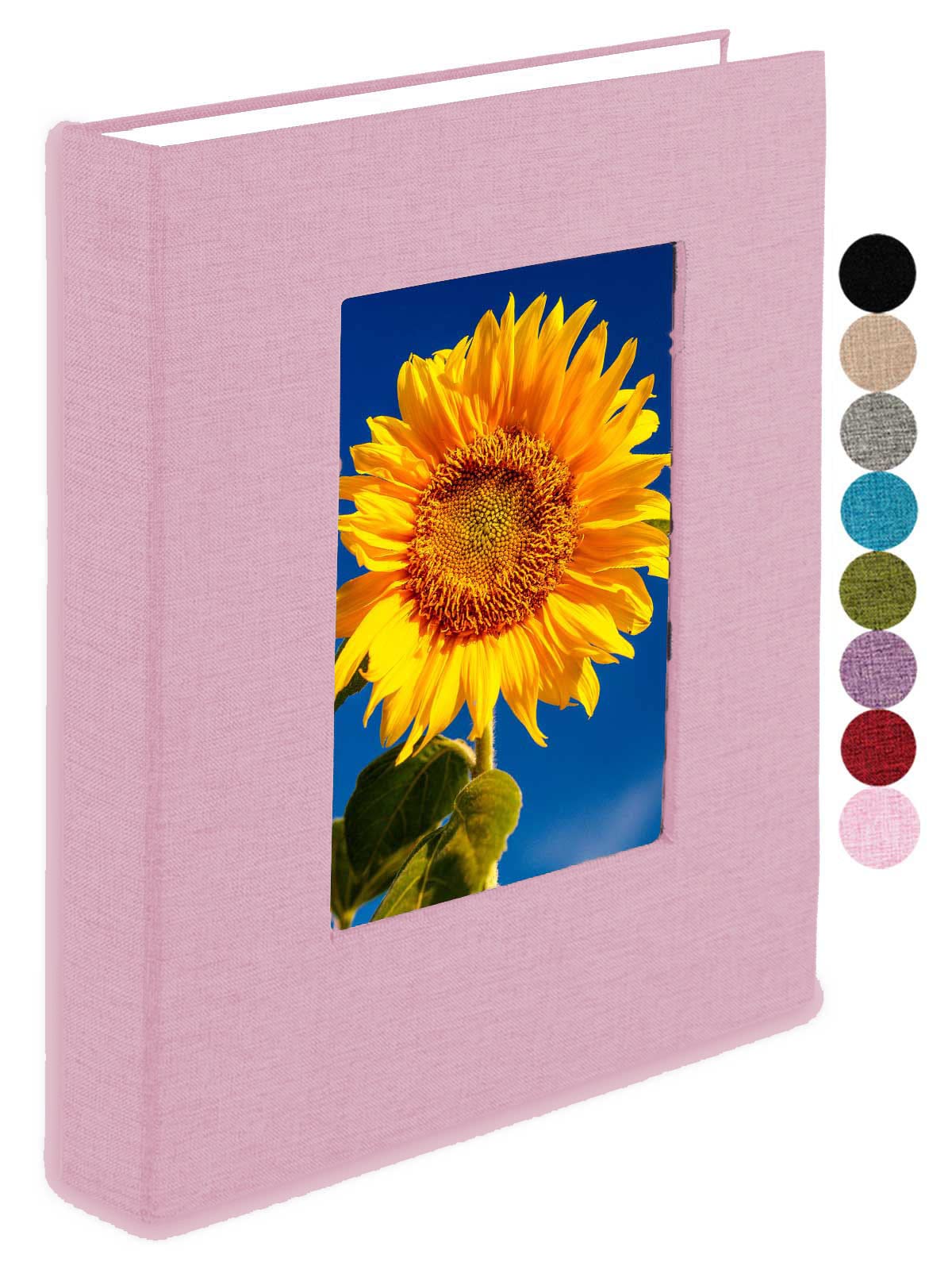 GPIRAL Light Pink 8x10 Photo Album with 64 Photos, Clear Pages, Linen Cover