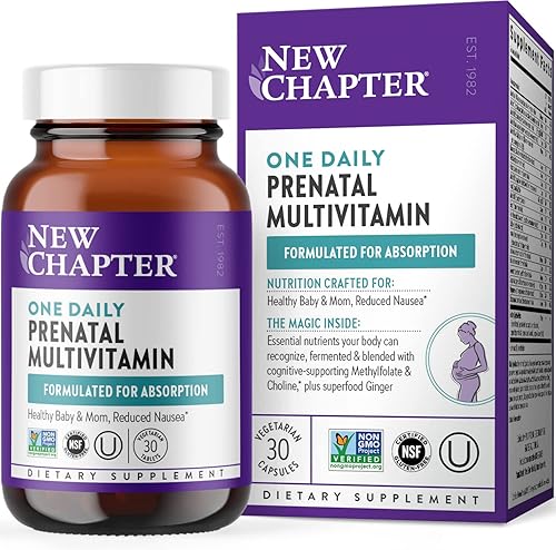 New Chapter Vitaminas prenatales multivitamínico prenatal con metilfolato colina para mamá saludable bebé uno diario 30 unidades