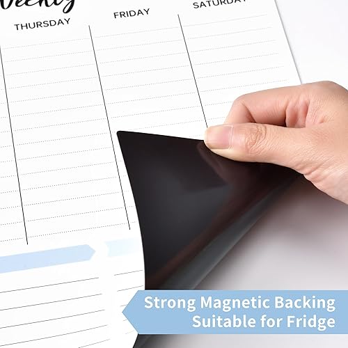 Miniatura 5 de Calendario magnético para refrigerador, pizarra semanal de borrado en seco con 4 marcadores de punta fina, 14.76 x 11.42 pulgadas, pizarra blanca