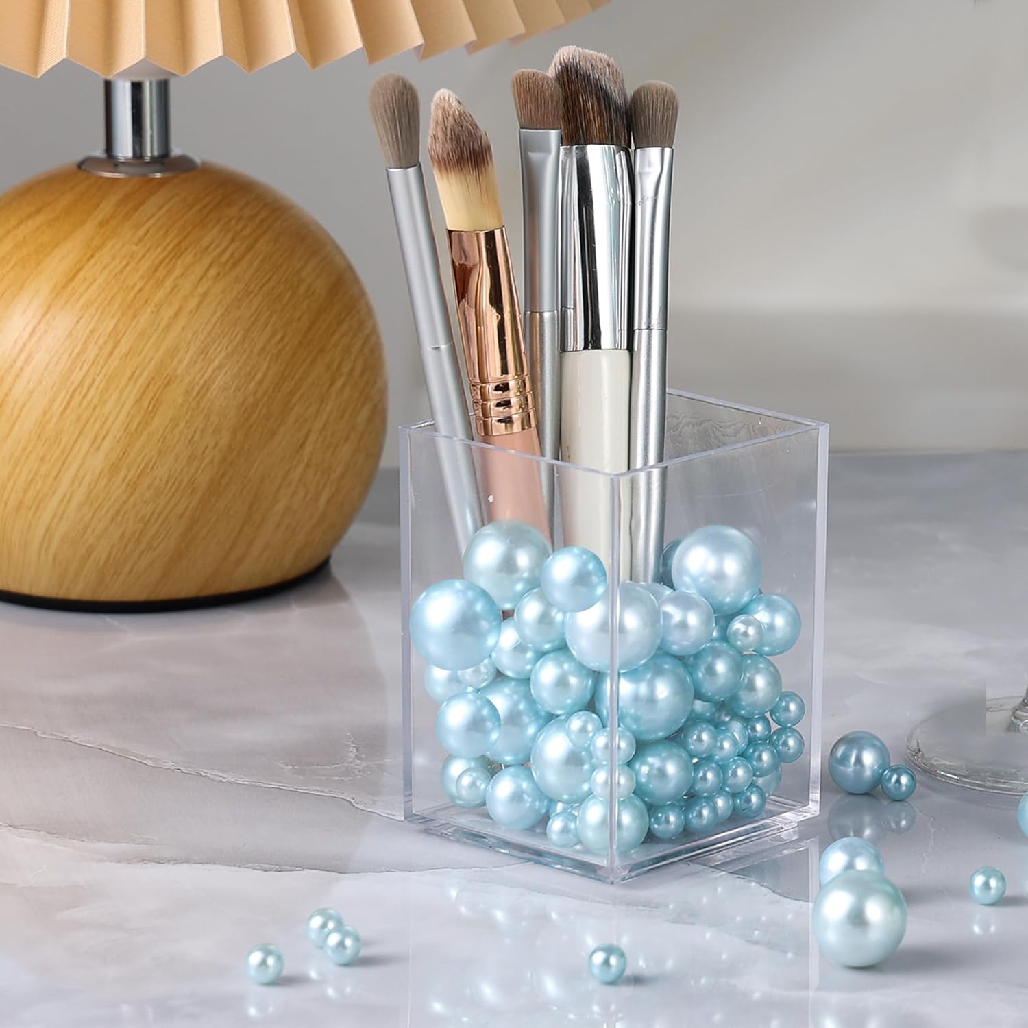 400Pcs Light Blue Pearl Vase Filler Beads, No Hole Faux Pearls Beads for Centerpieces Vases,Wedding Decorations, Birthday Party Home Table Decor,for Floating Candle(8/14/18mm) - Image 5