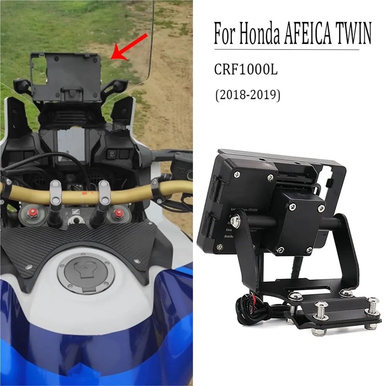 Uchwyt na telefon komórkowy, nawigacja GPS, stojak na motocykl, płyta montażowa, pasuje do Hondy Africa Twin CRF1000L 2018-2019 Uchwyt do nawigacji GPS(C)