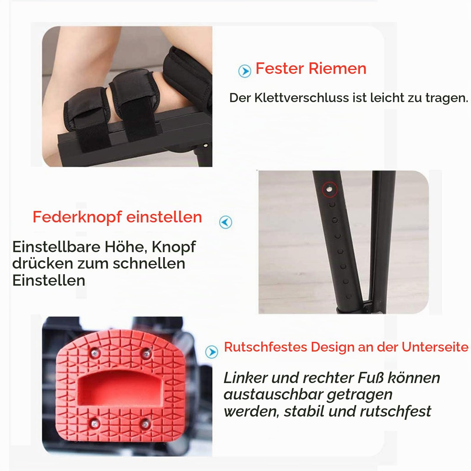 Lenkbarer Knie-Walker, Teleskop-Walker Mit Einem Bein, rutschfeste Krücken Knie-Single-Leg-Krücken Für Knöchelfrakturen, Verstauchungen, Wade