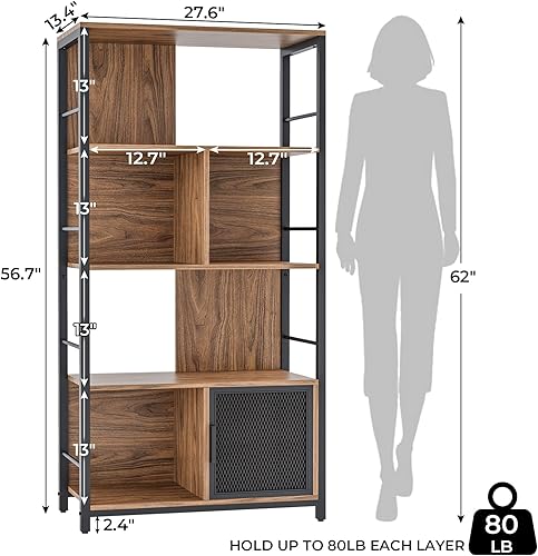 Miniatura 2 de AOGLLATI Estantería y estantería, organizador de estantería con estante de almacenamiento de 5 niveles, estantería de madera industrial, estantes