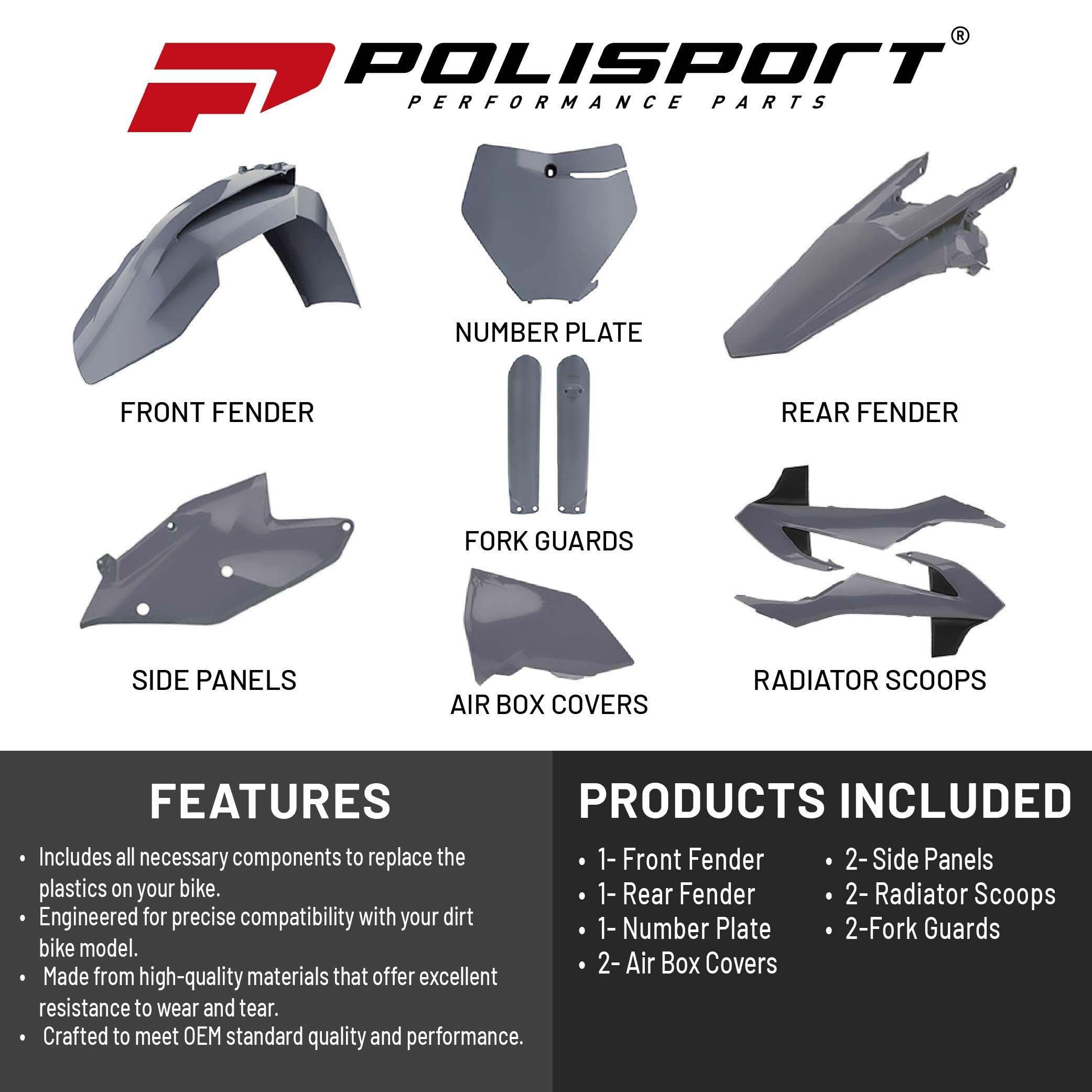 Polisport Complete Replica Plastic Kit Special Edition Nardo Grey