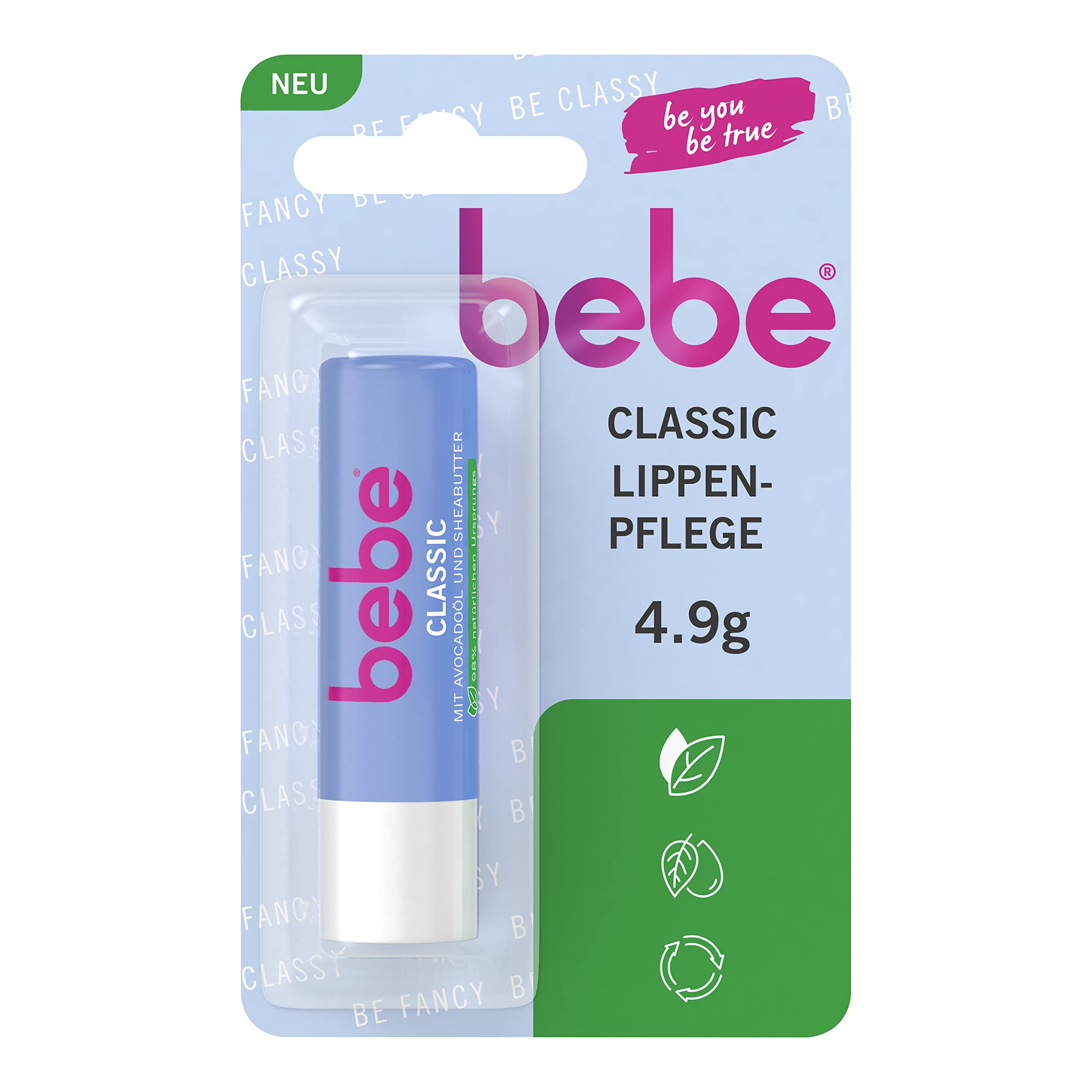 bebe Classic Lip Balm with Avocado Oil (12 x 4.9 g), White, 1 count (Pack of 12)