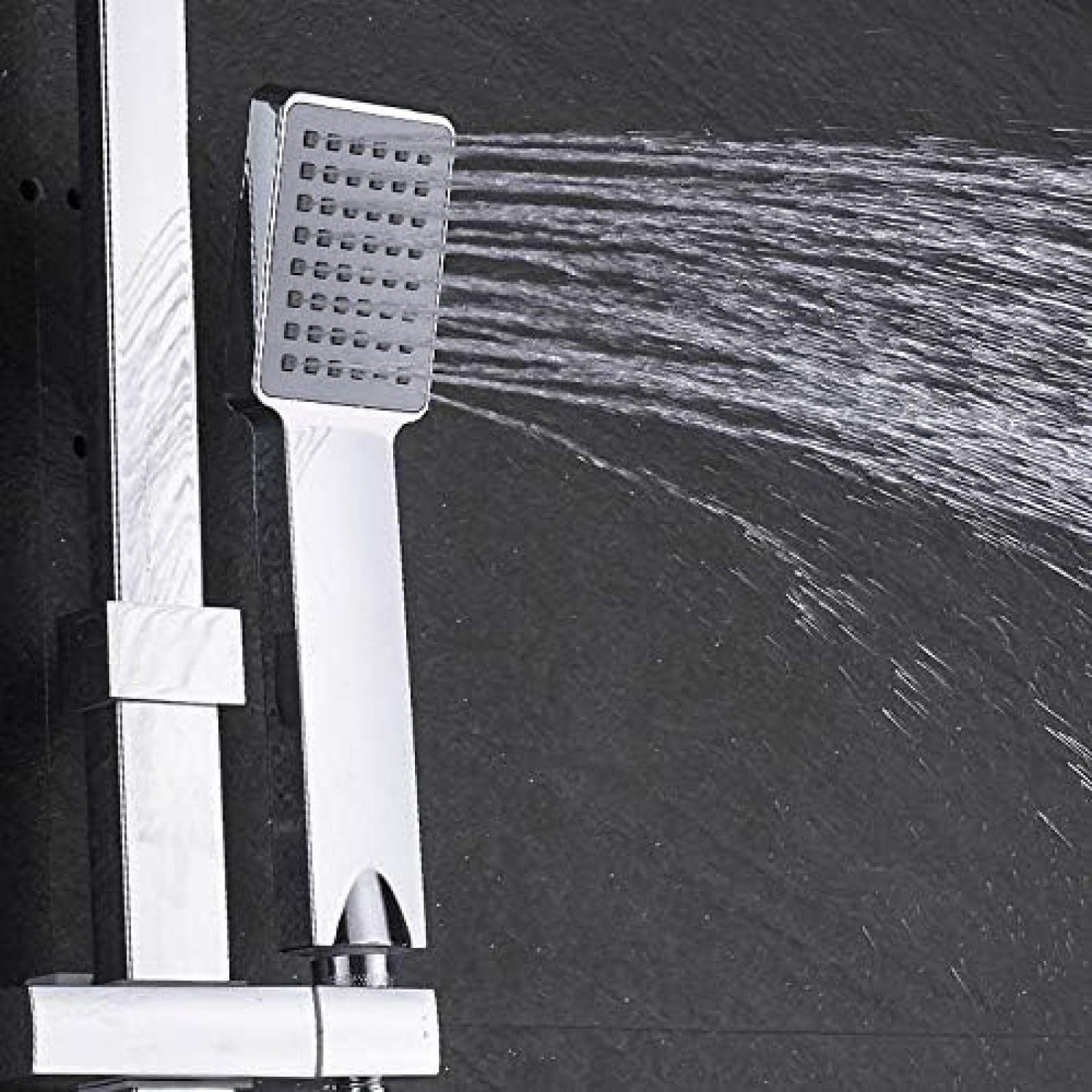 Sistema de ducha de baño cromado, Kit de ducha de lluvia de 8 pulgadas, grifo mezclador de agua fría y caliente de 3 vías, caño giratorio para bañera, ducha de baño To pursue happiness