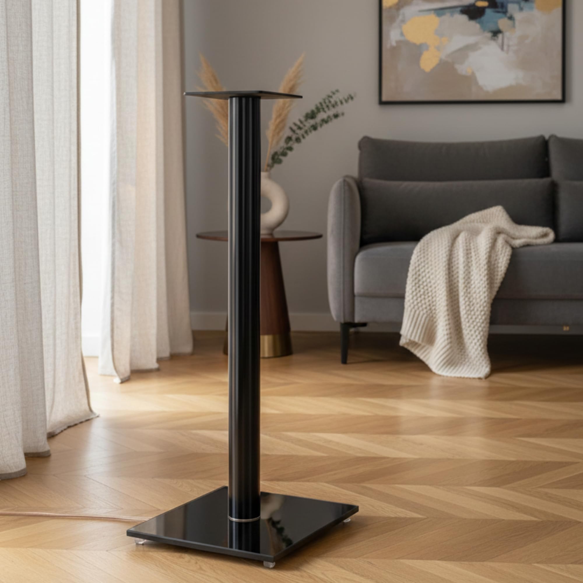 Sonorous SP100-70 Nero – Supporti da Pavimento per Diffusori 70 cm (Coppia) | Alluminio e Vetro Temperato | Fino a 20 kg per Supporto | Gestione Cavi Integrata.