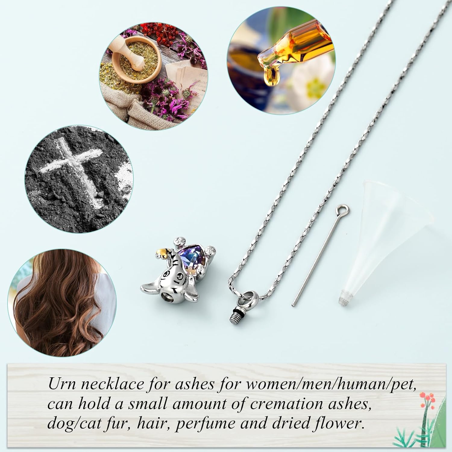 Imrsanl Elephant Urn Necklace Cremation Jewelry for Ashes Stainless Steel Heart Crystal Memorial Pendant Human Pet Ash Holder Keepsake Gift for Women Men - Image 3