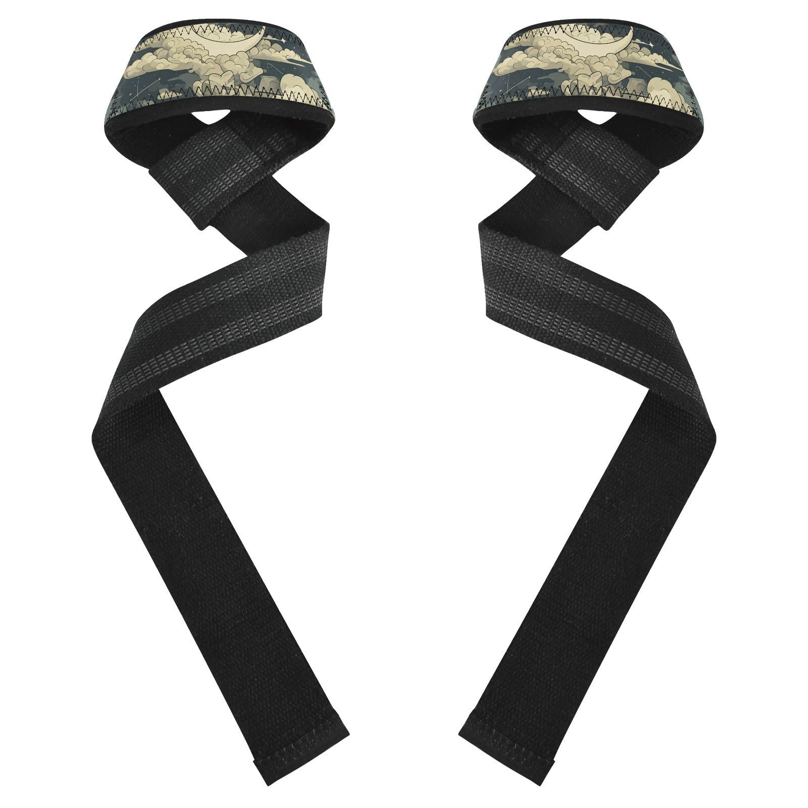 STAYTOP Silent Moon Wrist Straps for Weightlifting,Lifting Straps with Neoprene Cushioned Wrist Padded and Anti-Skid Silicone for Strength Training,Bodybuilding,Deadlifting