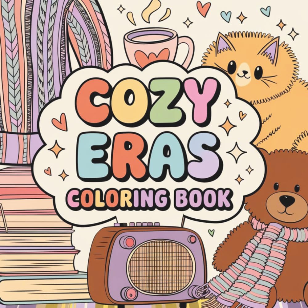 Cozy Eras Coloring Book: Cute and Relaxing Retro-Themed Coloring Pages for Teens & Adults