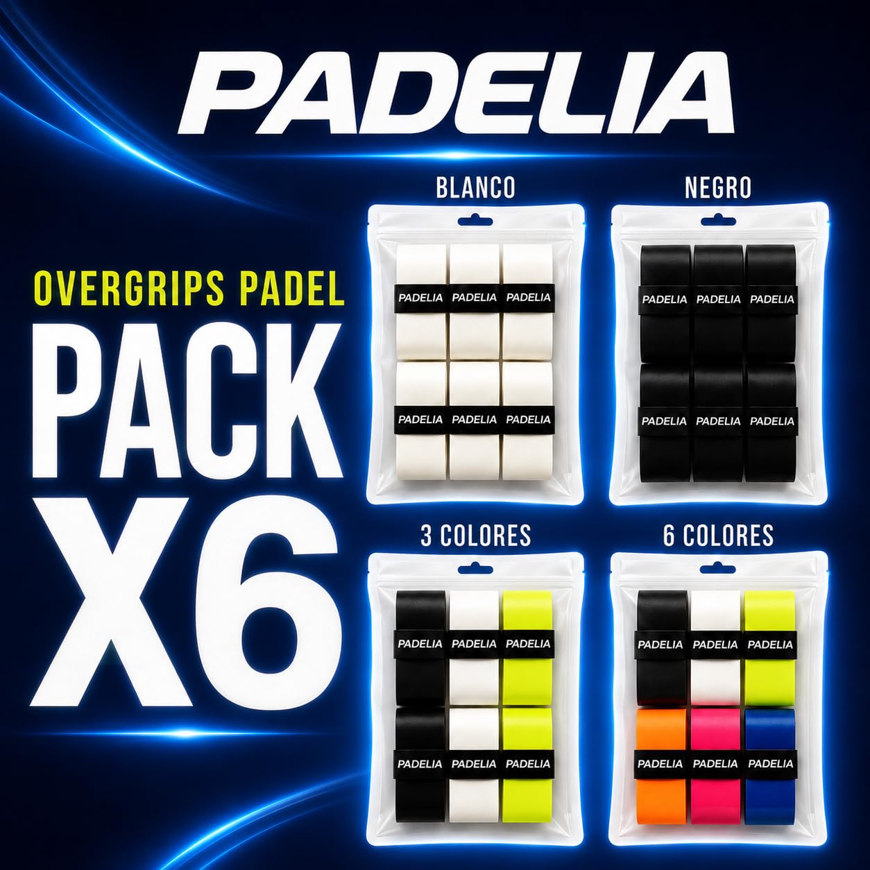 Overgrips Padel Ultra Adherentes Grip Absorbente Overgrip Resistente Pack 6 Unidades