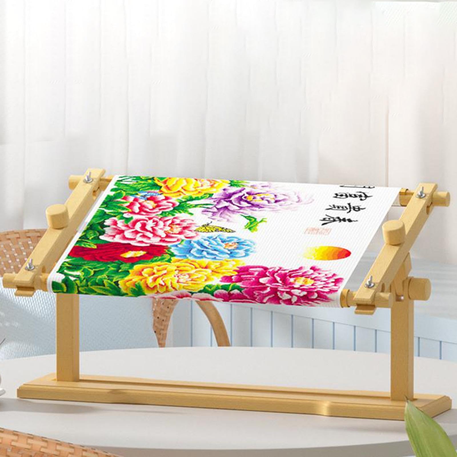 Bastidor para Soporte Ajustable de Madera Marco de Bordado Grande para Colocar en Mesa Marco para Acolchado Artesanal Adecuado para