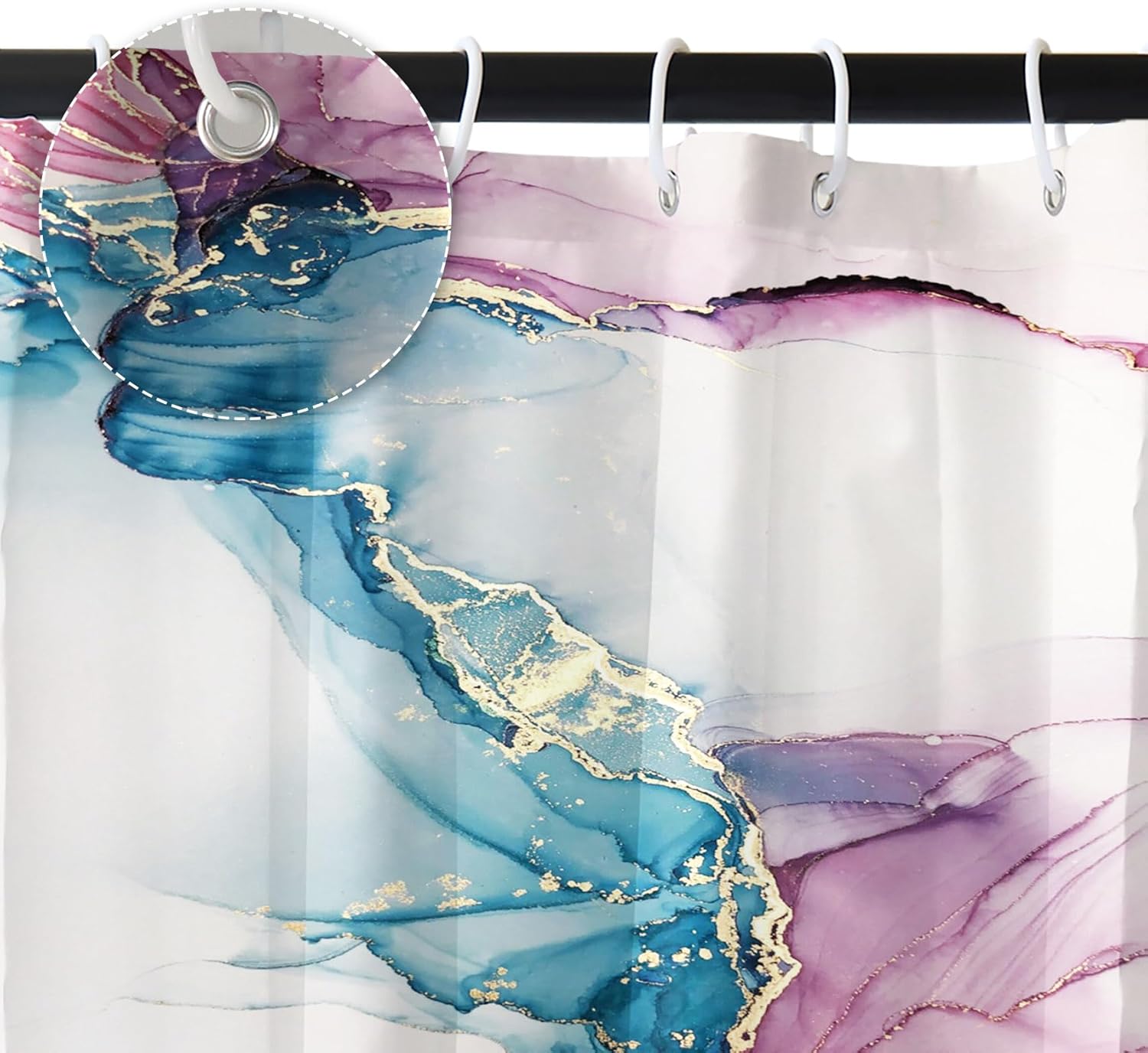 Renaiss 72x84 Inches Purples Blue Marble Shower Curtain Abstract Blue Gold Crack Texture Modern Luxury Ink Art Aesthetic Fabric Shower Curtains for Bathroom Decor Waterproof with Hooks