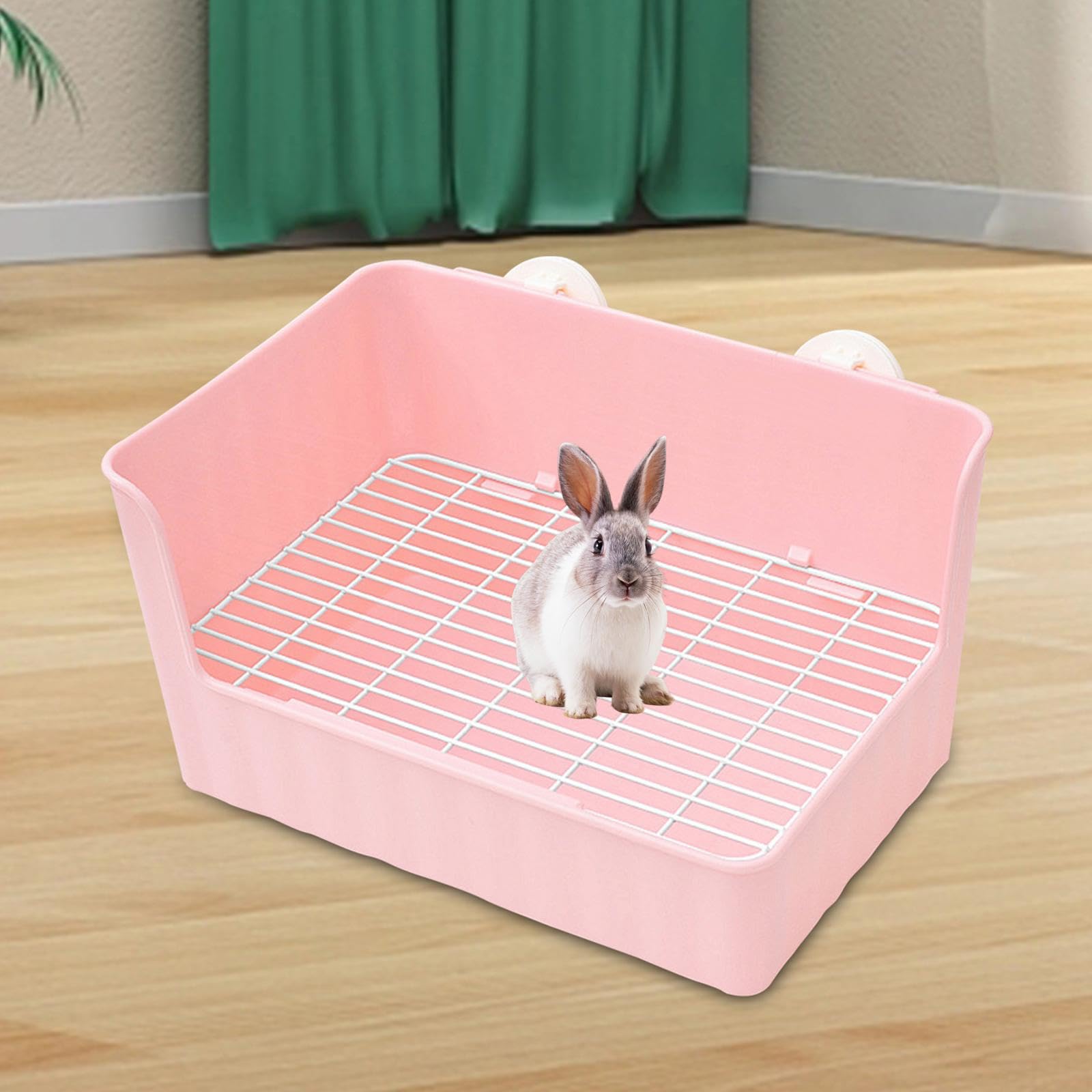 Lettiera Per Conigli E Piccoli Animali - Vassoio Rettangolare Staccabile Con Griglia, Colore Rosa - Foto 9